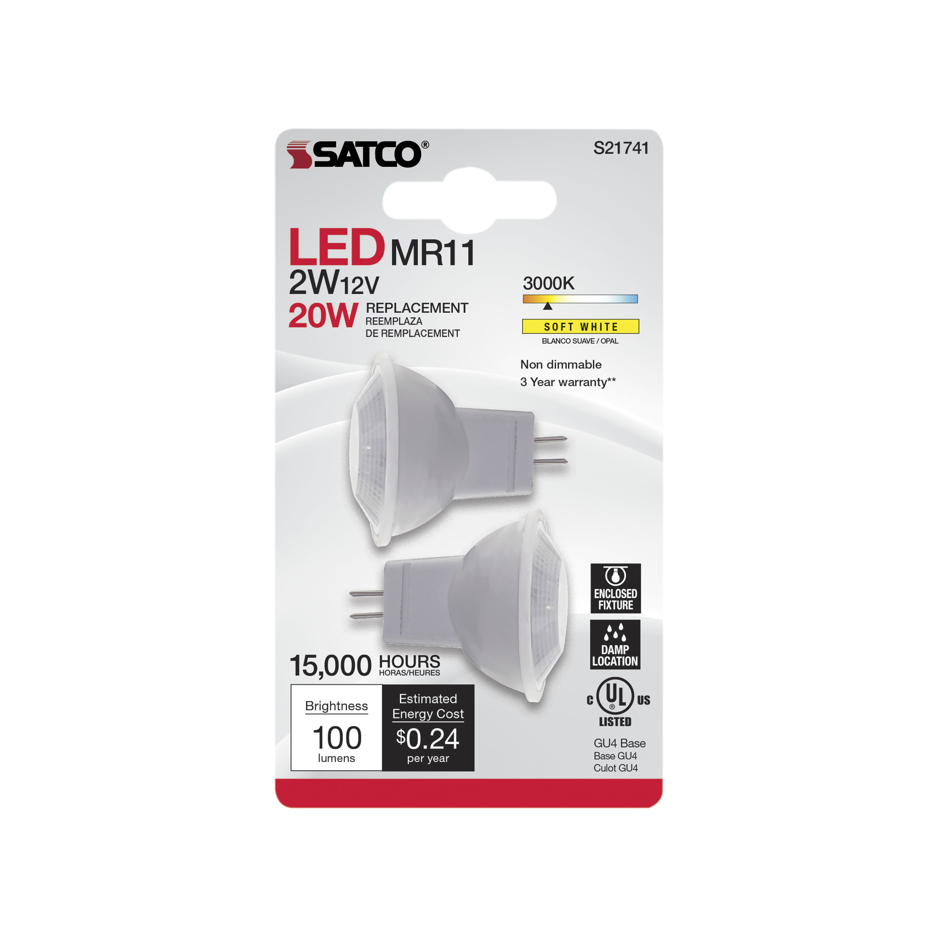 2MR11/LED/3K/36D/12V/2PK/ND - S21741