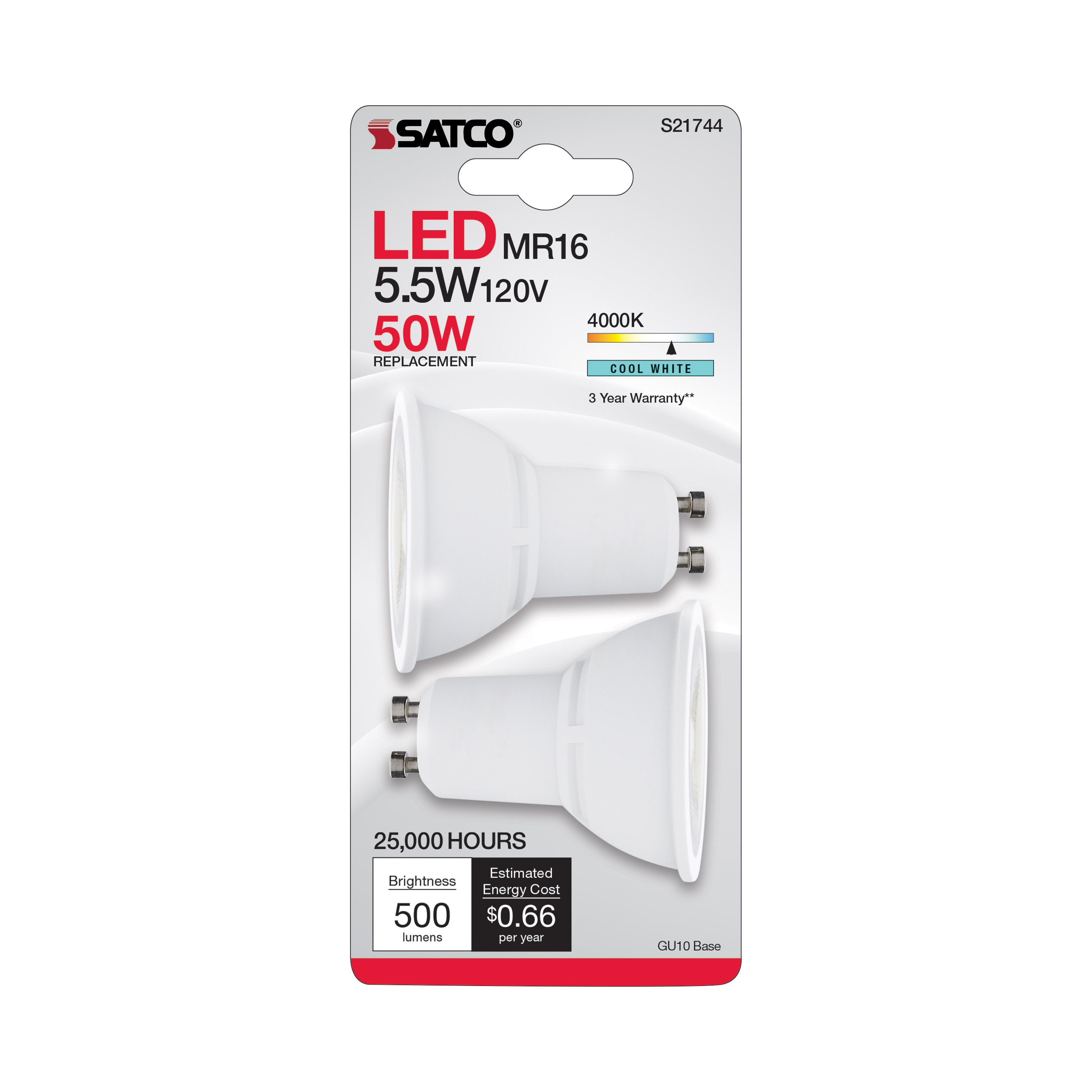 5.5MR16/LED/40'/840/GU10/2PK - S21744