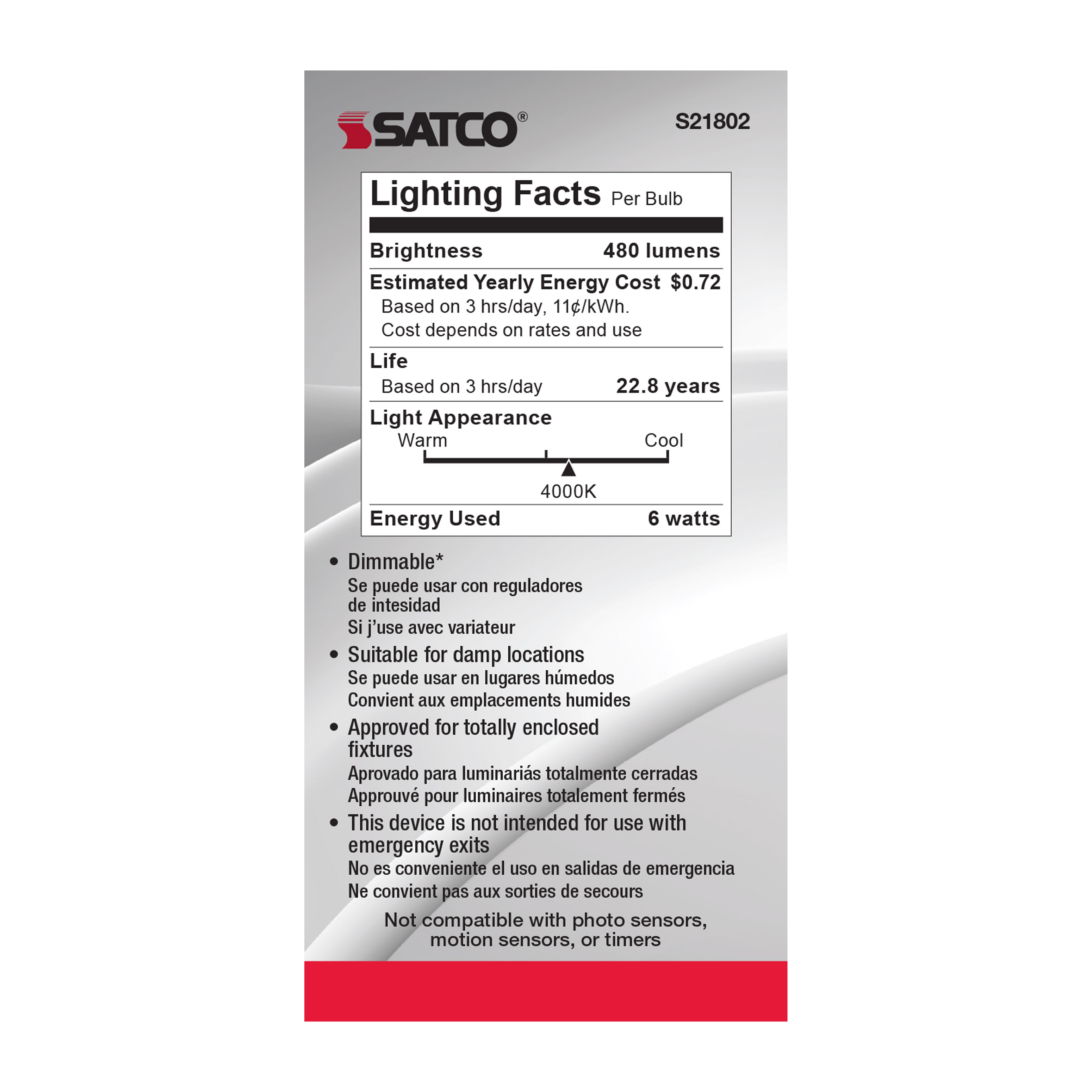 6A19/OMNI/220/LED/E12/40K - S21802