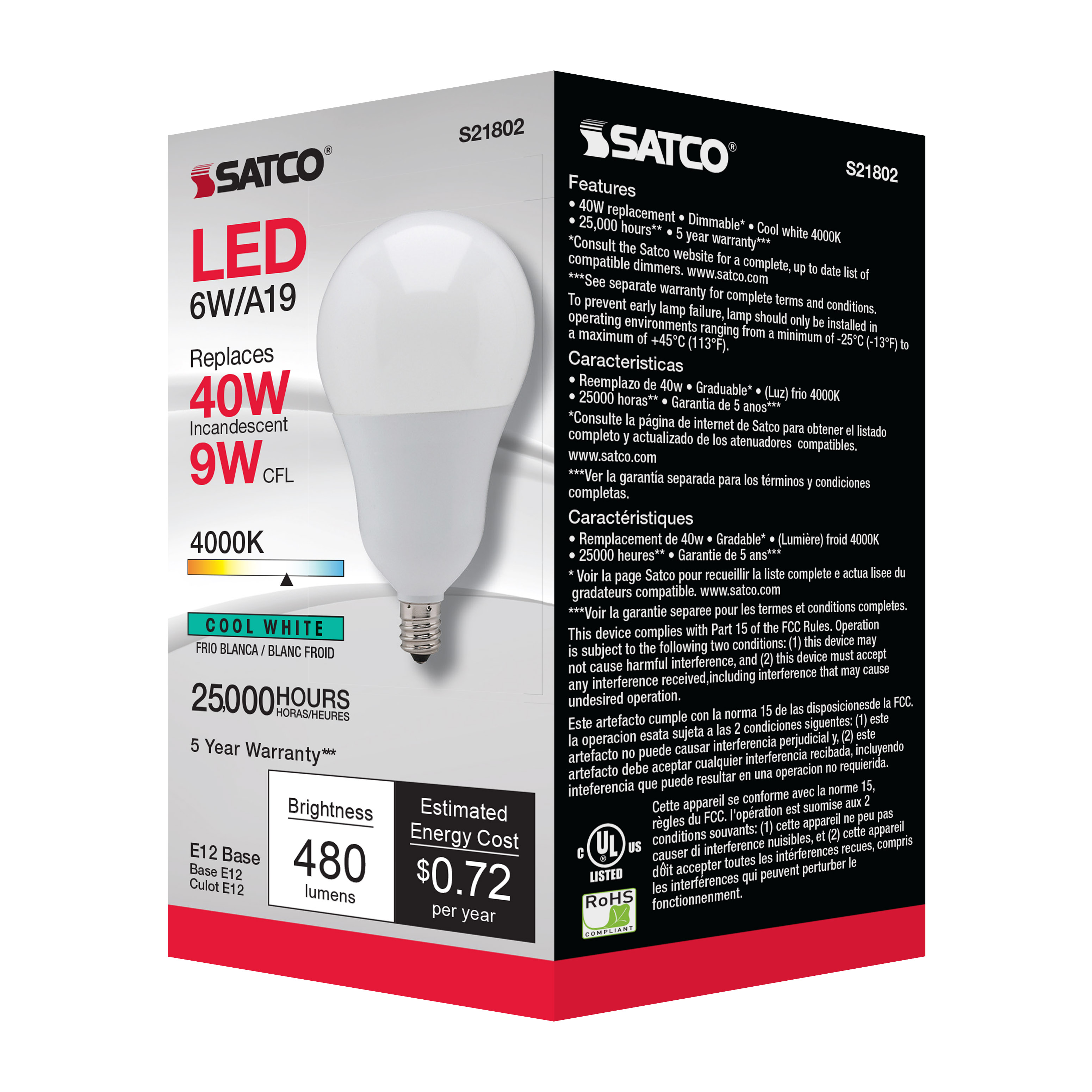 6A19/OMNI/220/LED/E12/40K - S21802