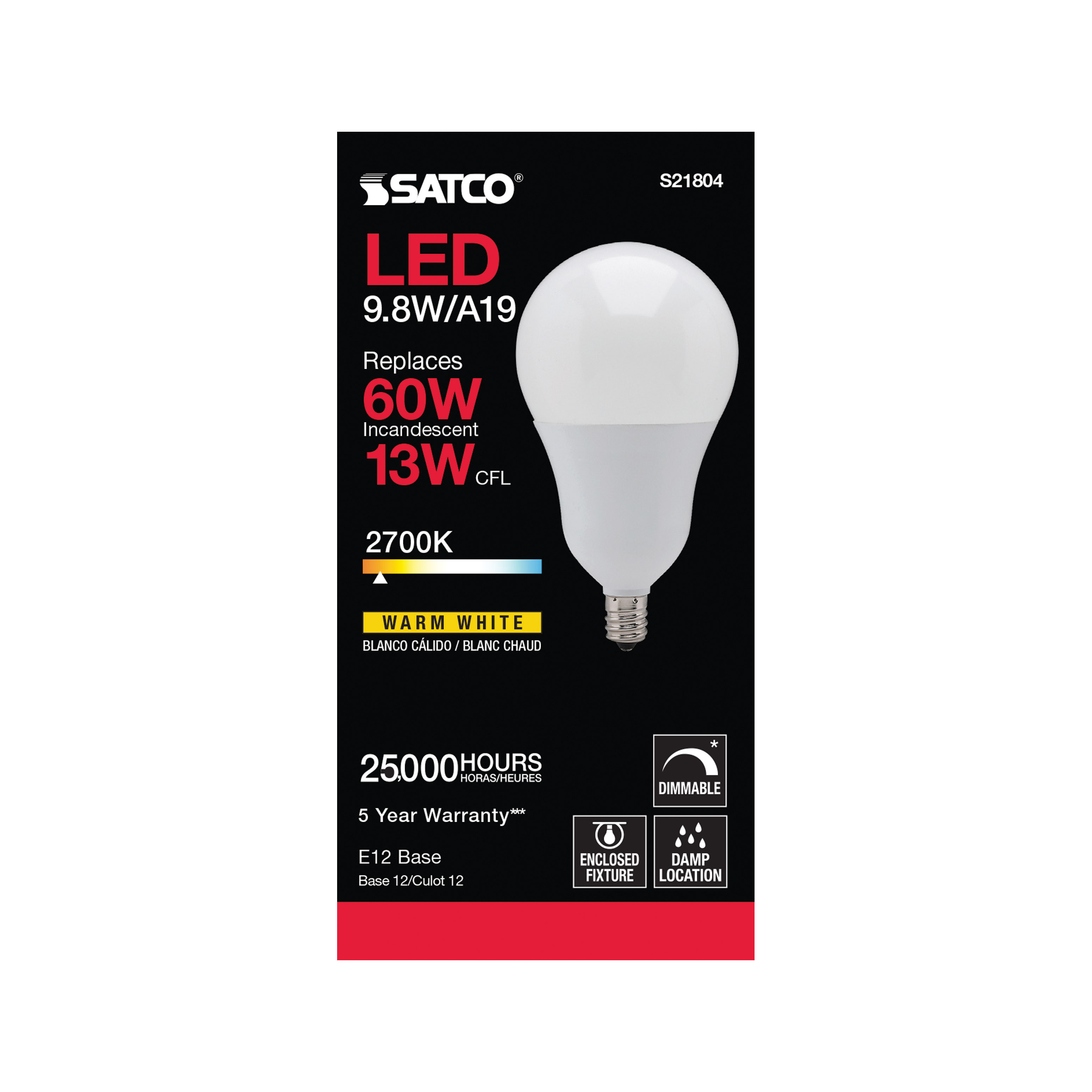 9.8A19/OMNI/220/LED/E12/27K - S21804