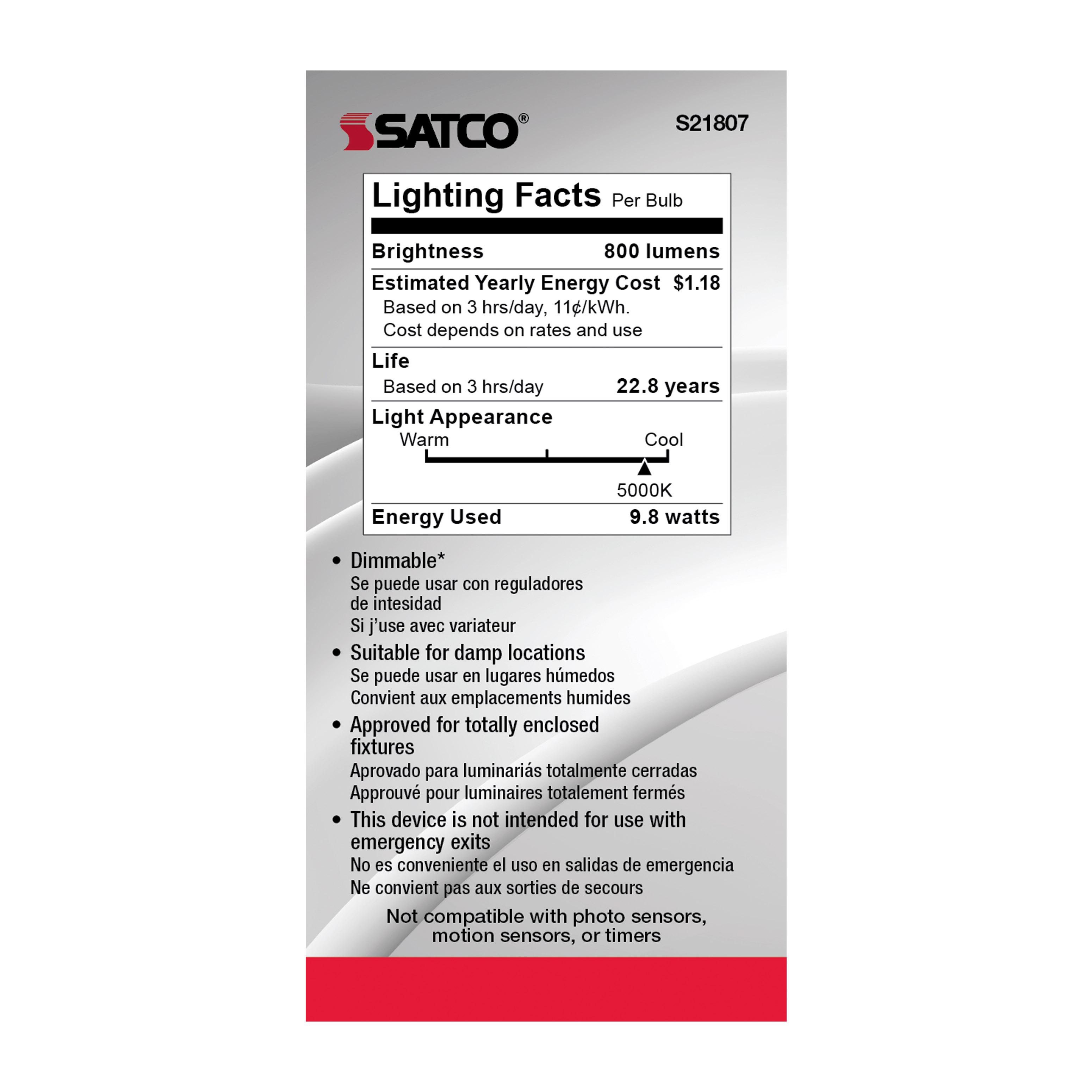 9.8A19/OMNI/220/LED/E12/50K - S21807
