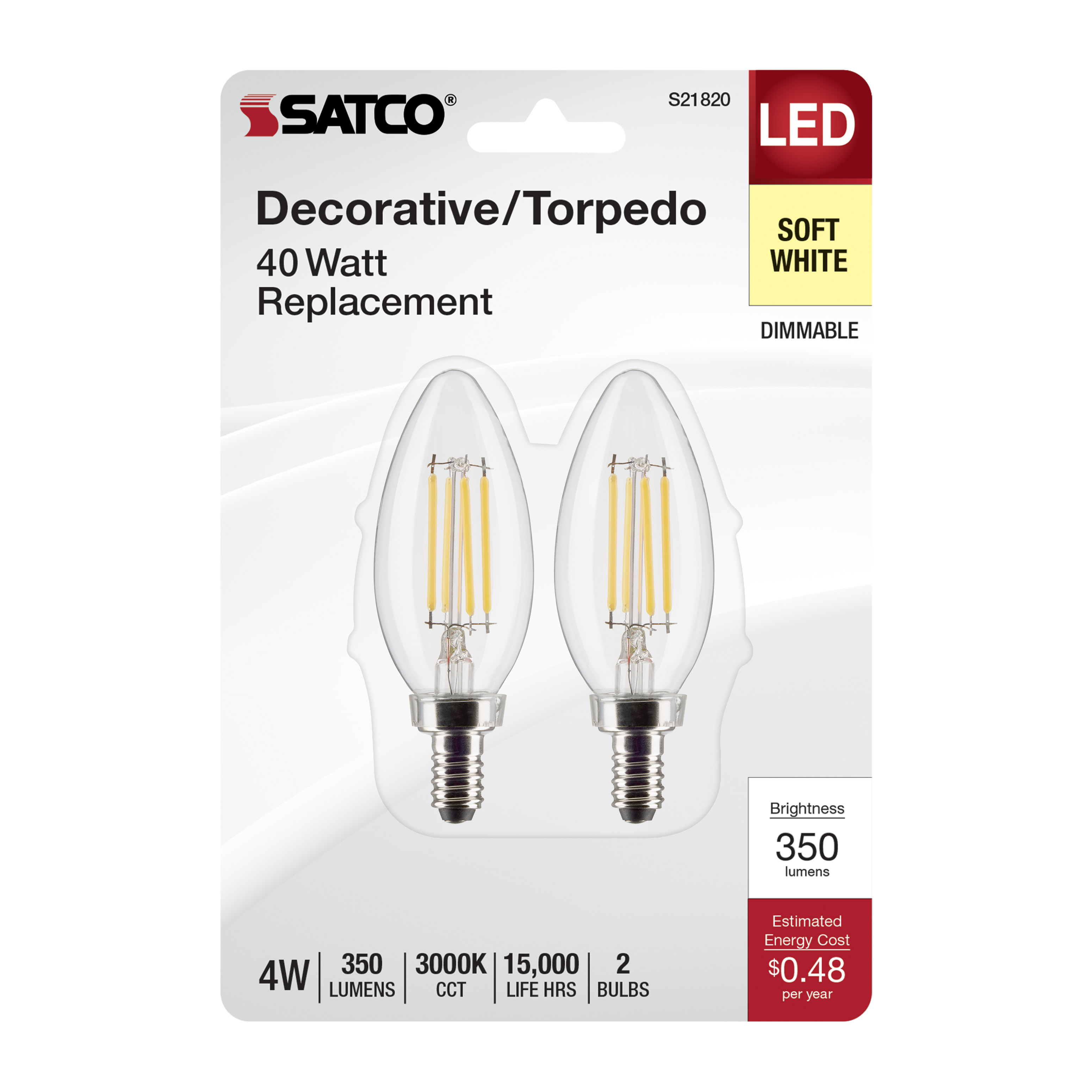 S21820 4B11/LED/930/CL/120V/E12/2CD