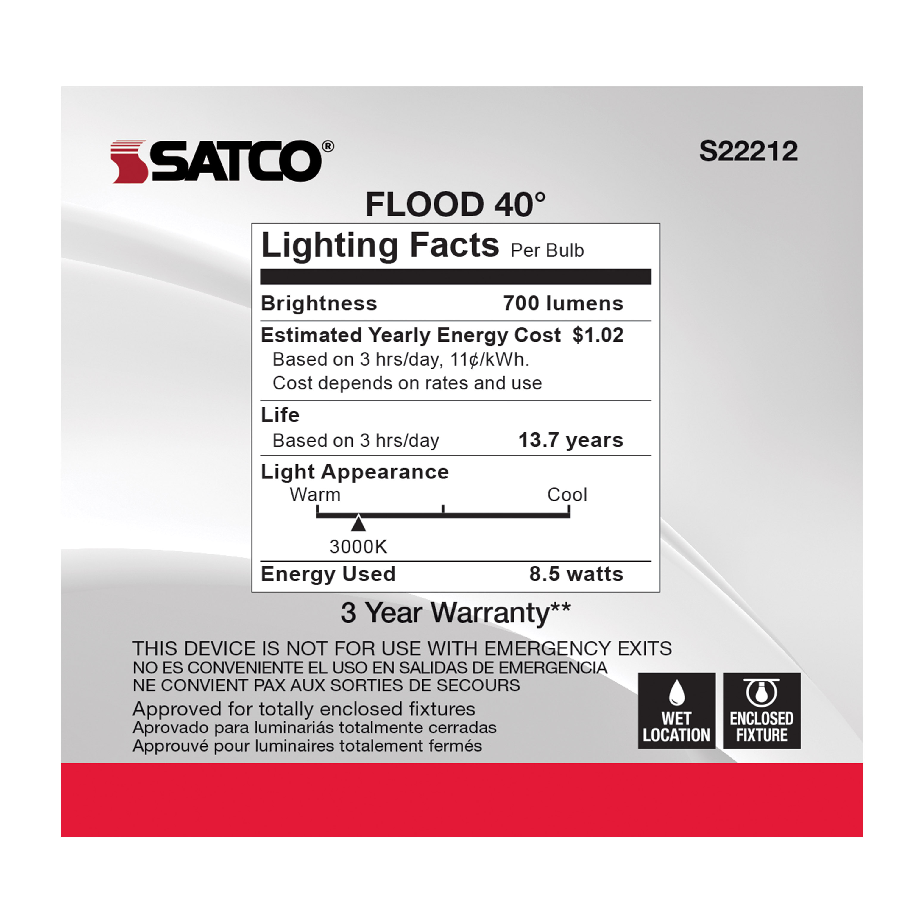 8.5PAR30S/LED/930/FL/120V - S22212