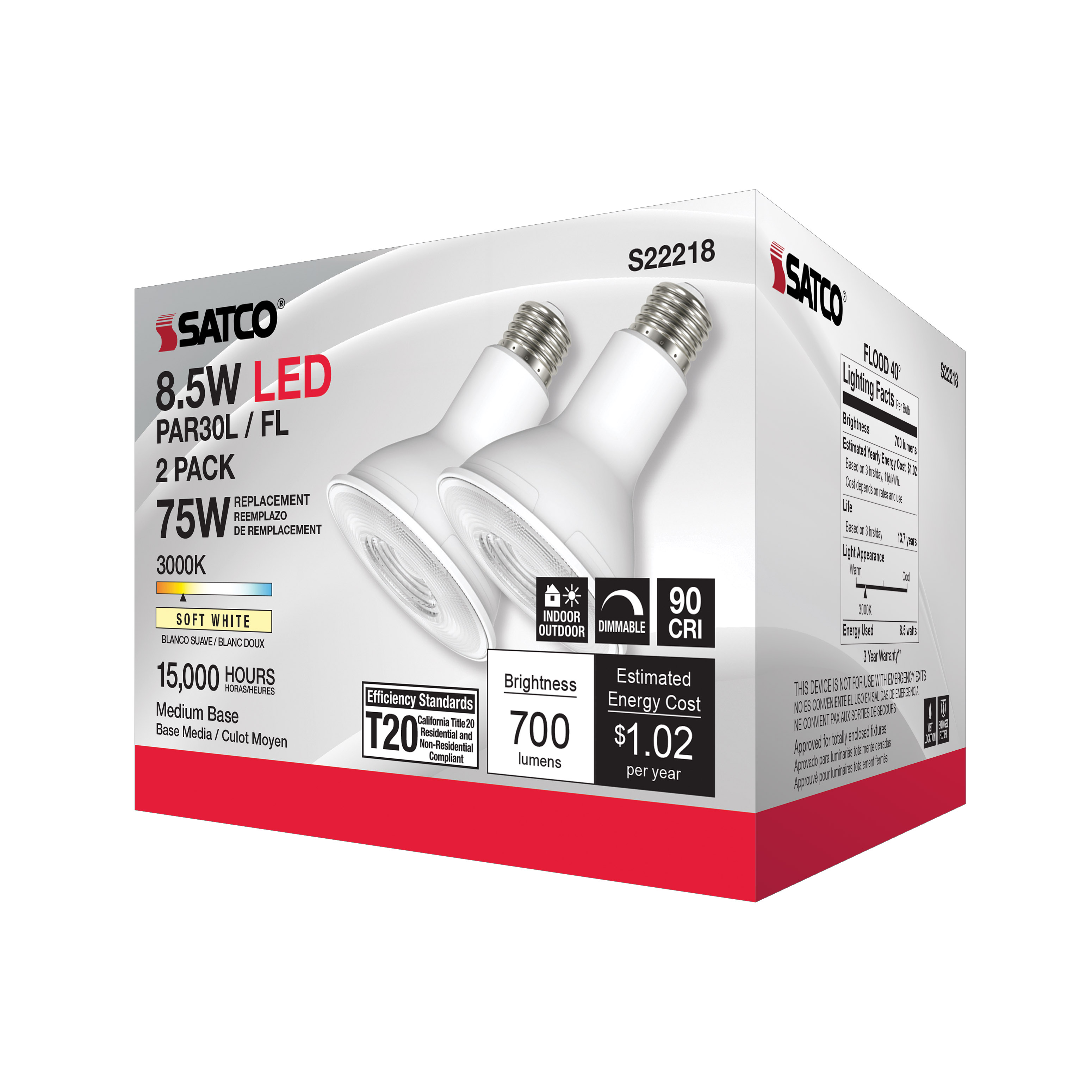 8.5PAR30L/LED/930/FL/120V/2PK - S22218