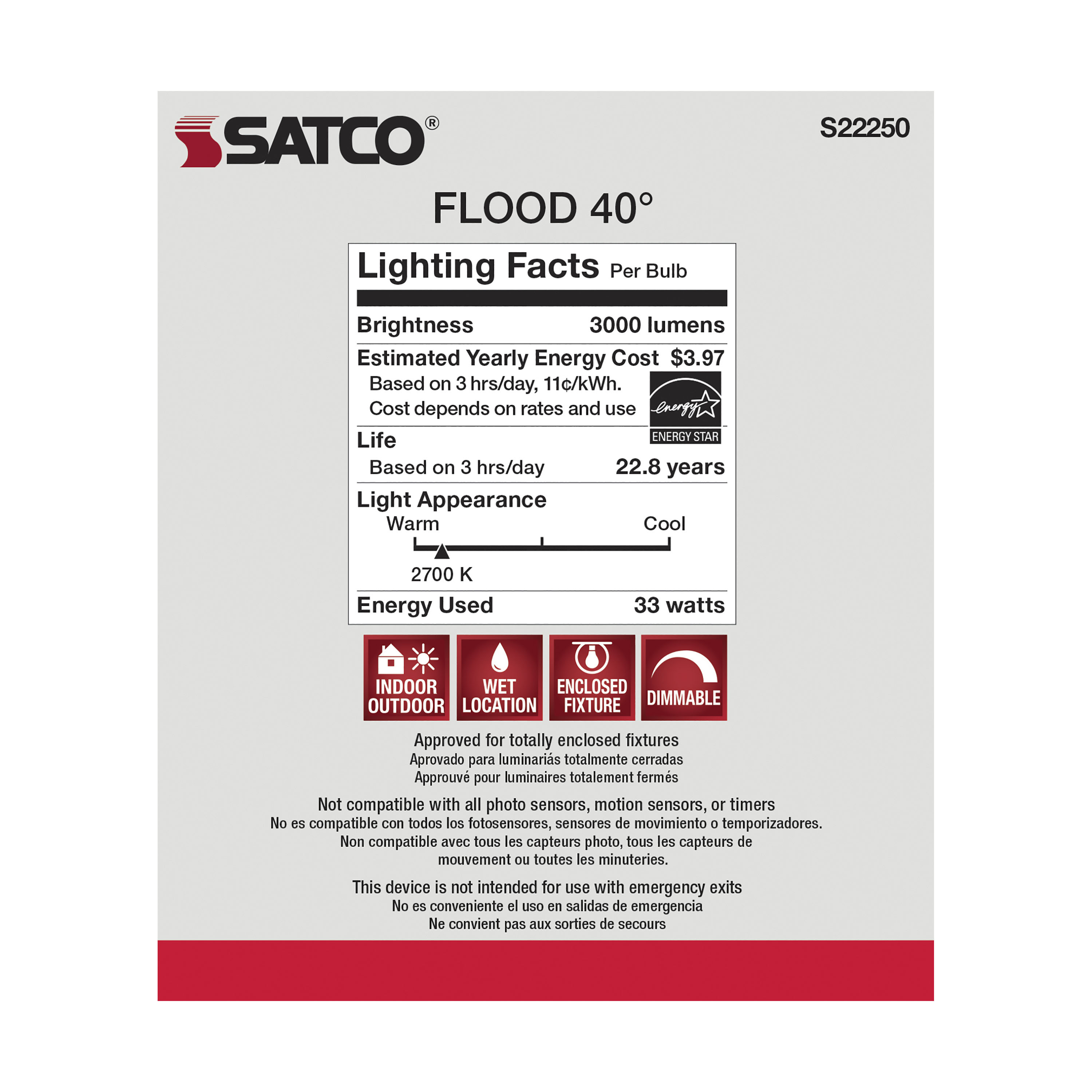 33PAR38/LED/927/HL/120V/FL/D - S22250