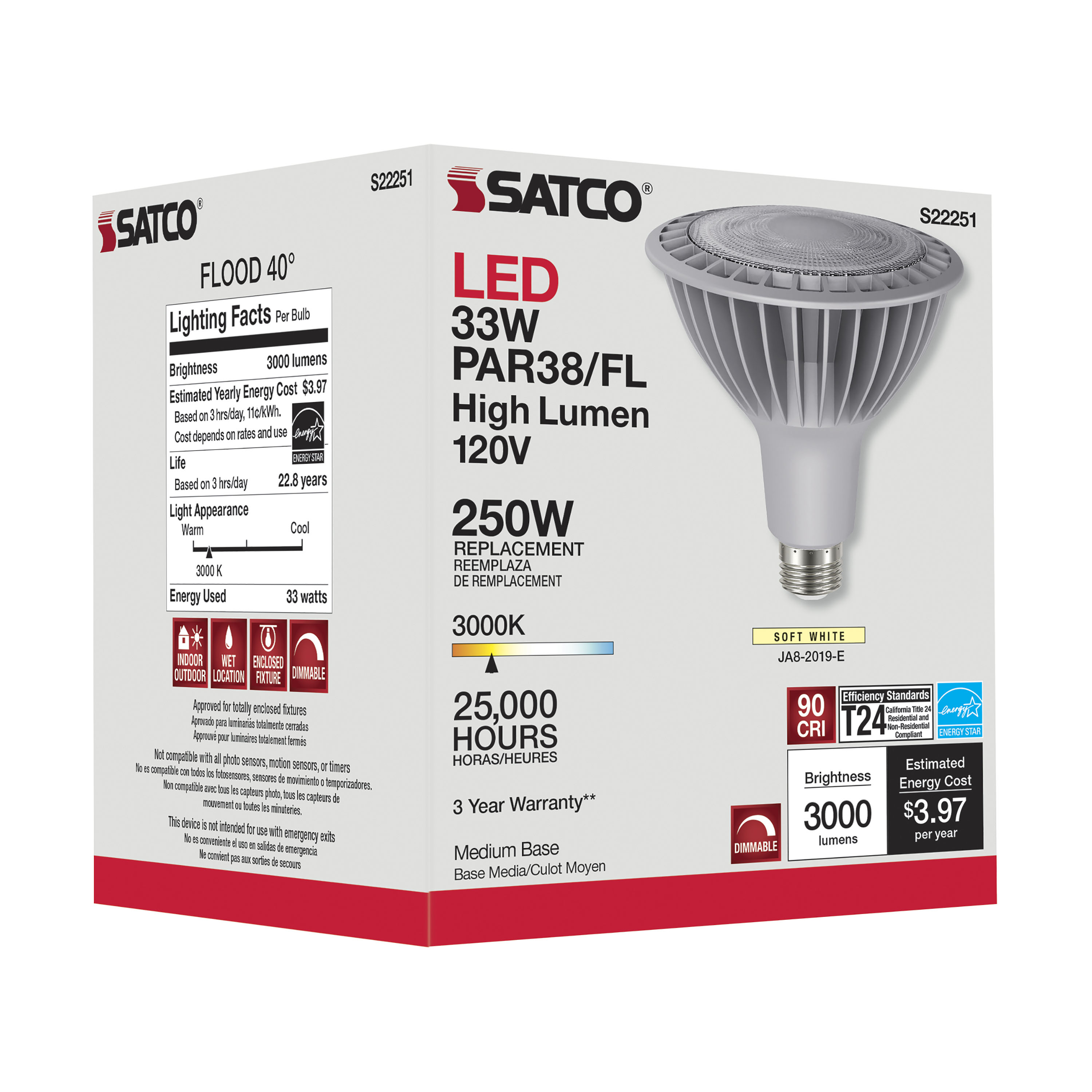 33PAR38/LED/930/HL/120V/FL/D - S22251