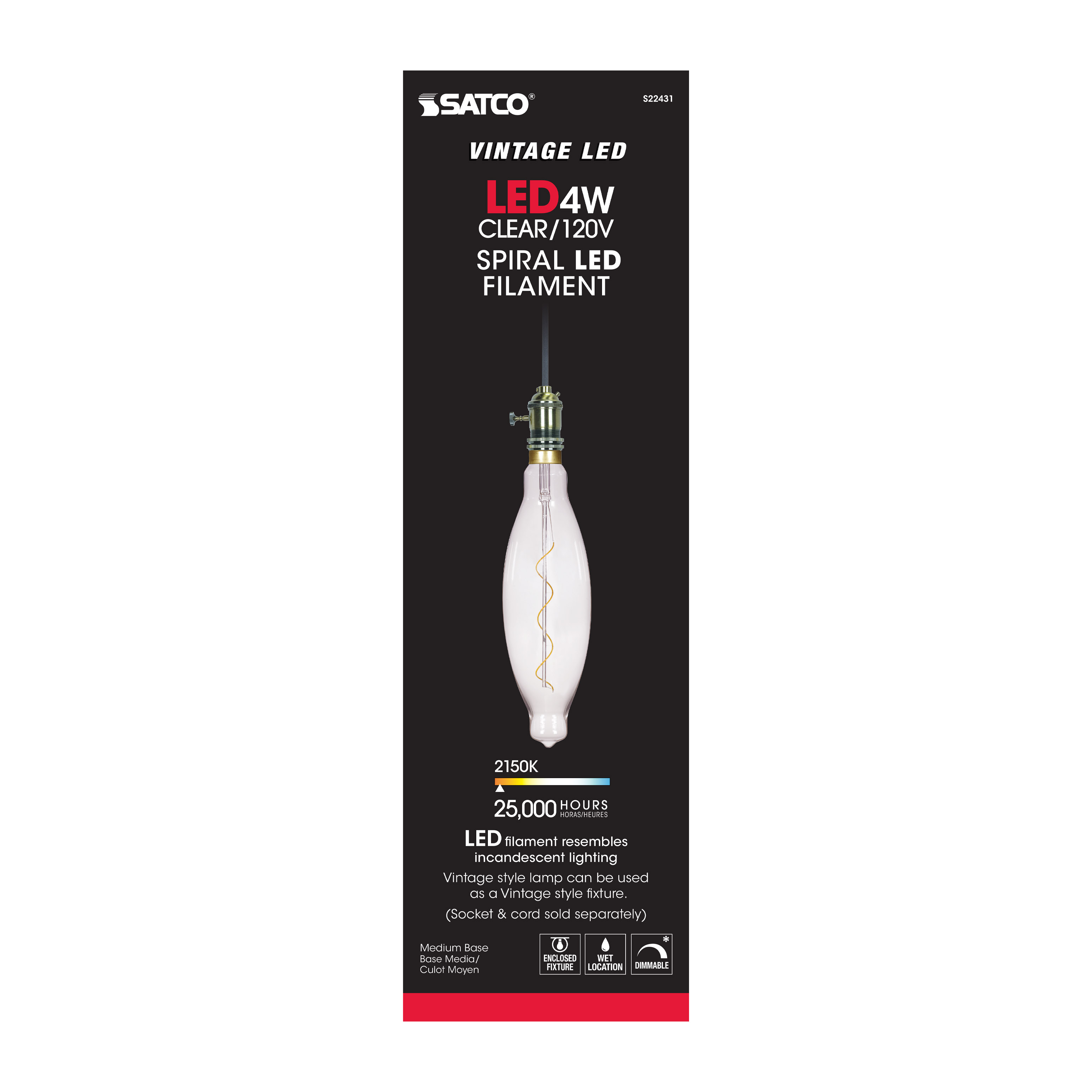 4BT38/LED/CL/E26/VINTAGE/120V - S22431