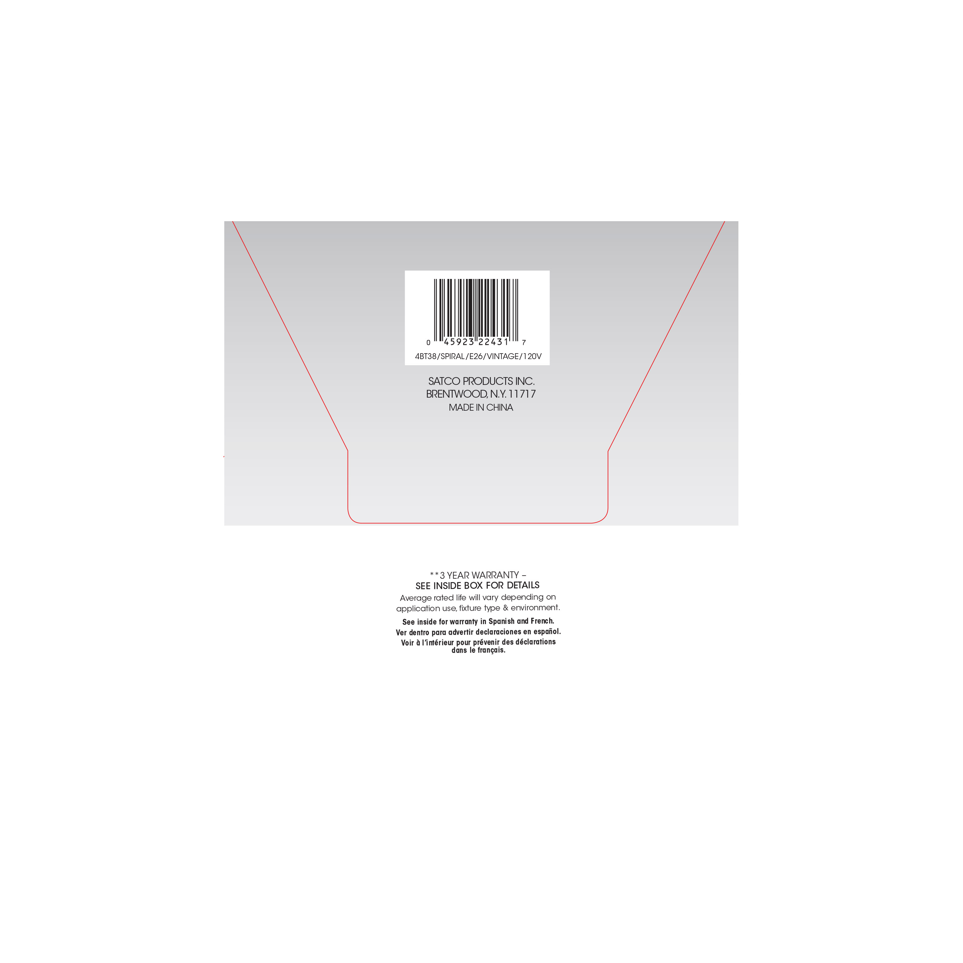 4BT38/LED/CL/E26/VINTAGE/120V - S22431