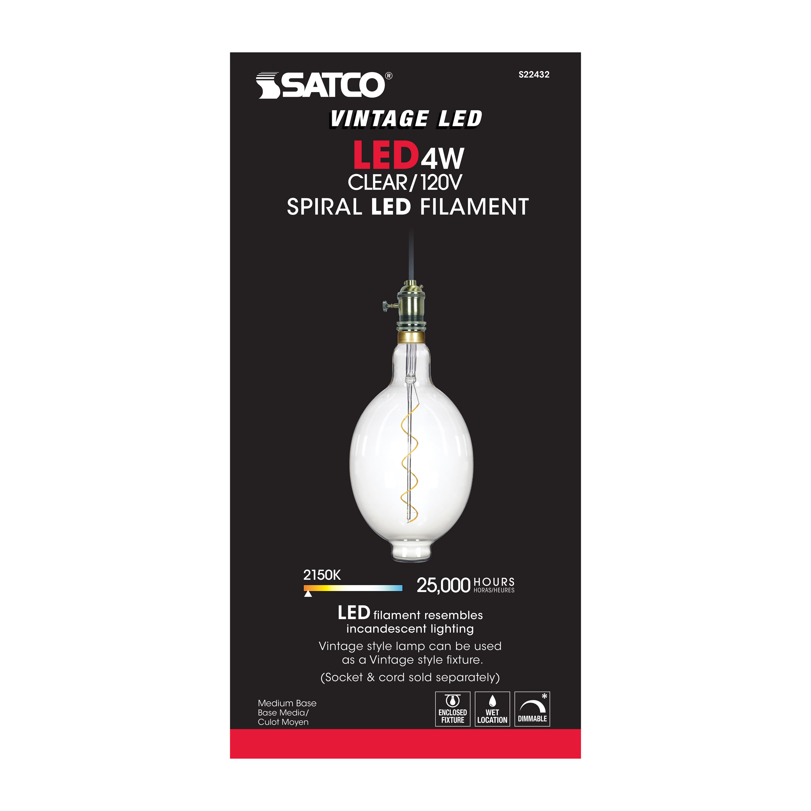 4BT56/LED/CL/E26/VINTAGE/120V - S22432