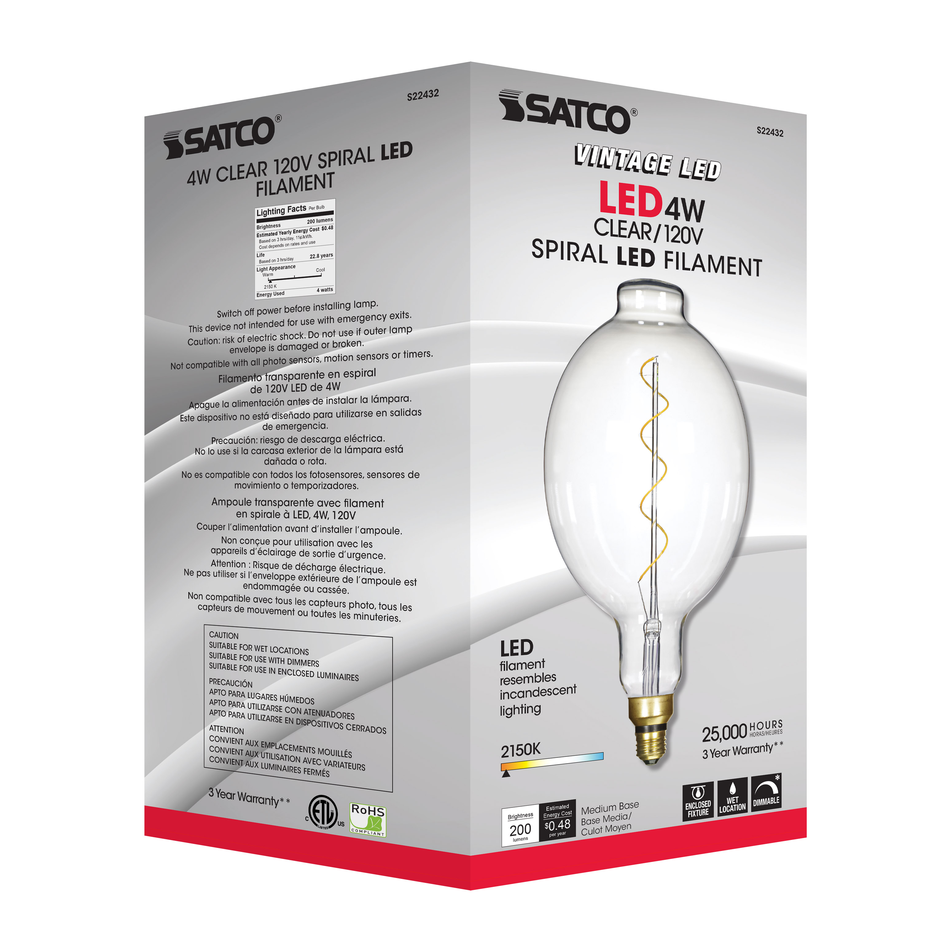 4BT56/LED/CL/E26/VINTAGE/120V - S22432