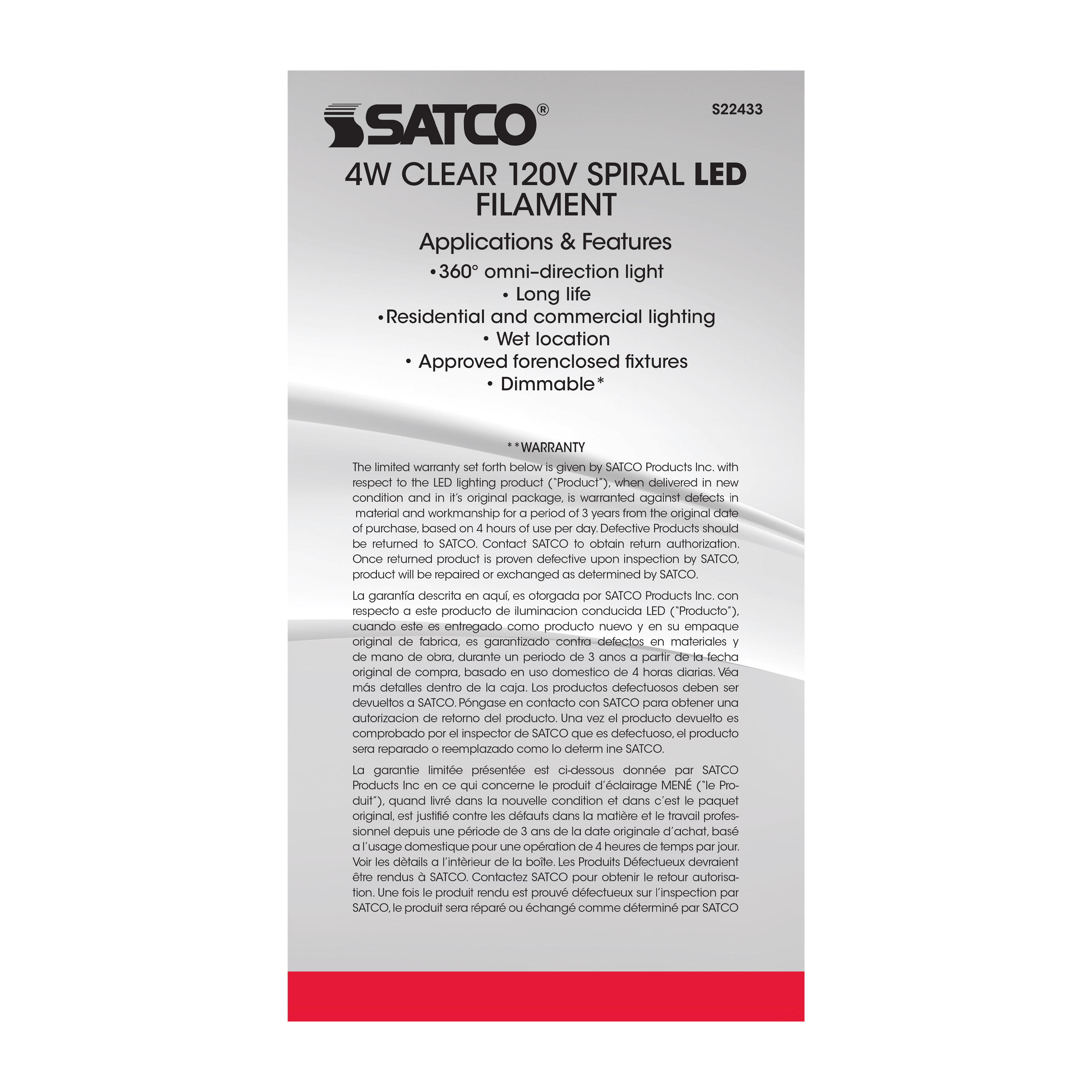 4PS52/LED/CL/E26/VINTAGE/120V - S22433