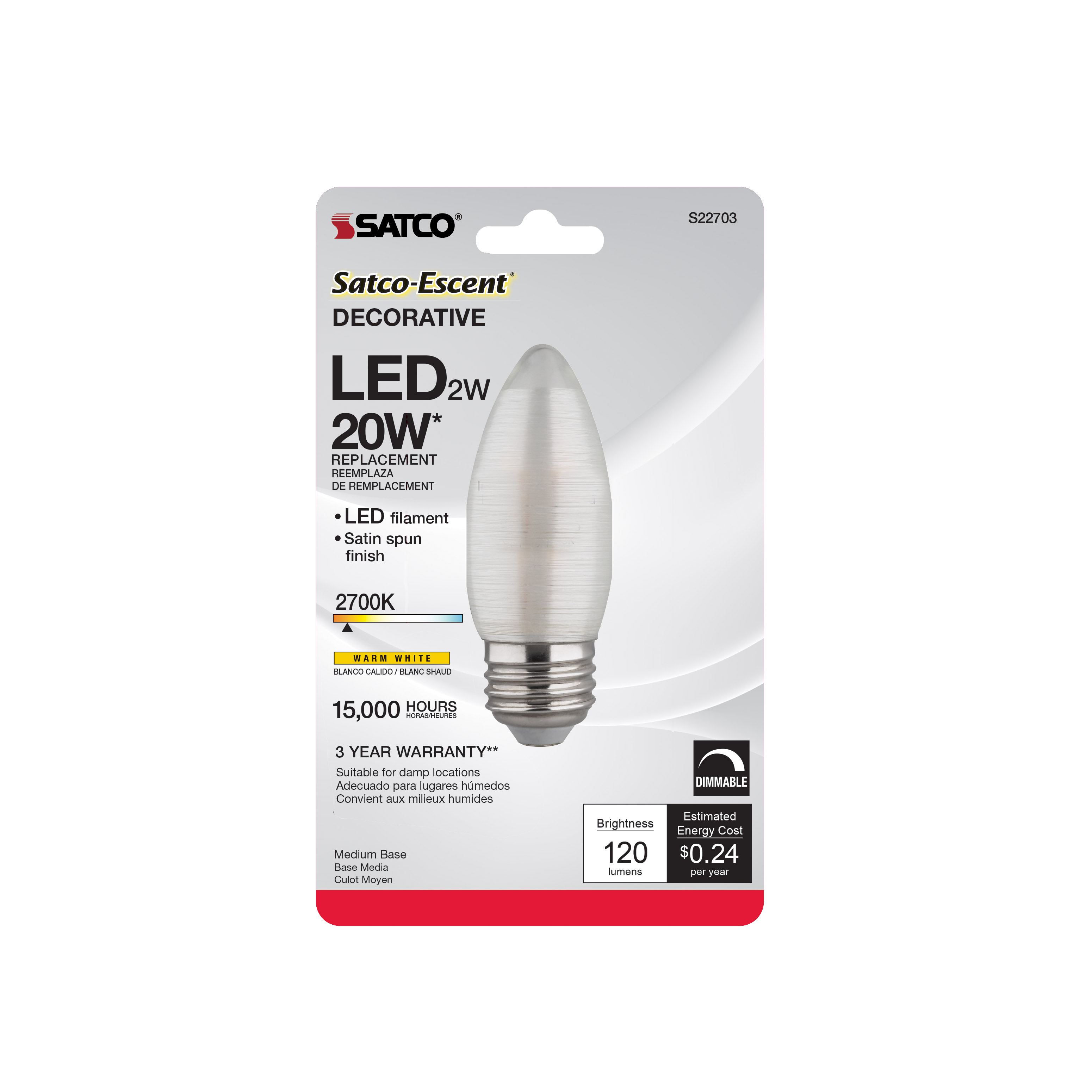 2C11/LED/SA/E26/27K/120V/CD - S22703