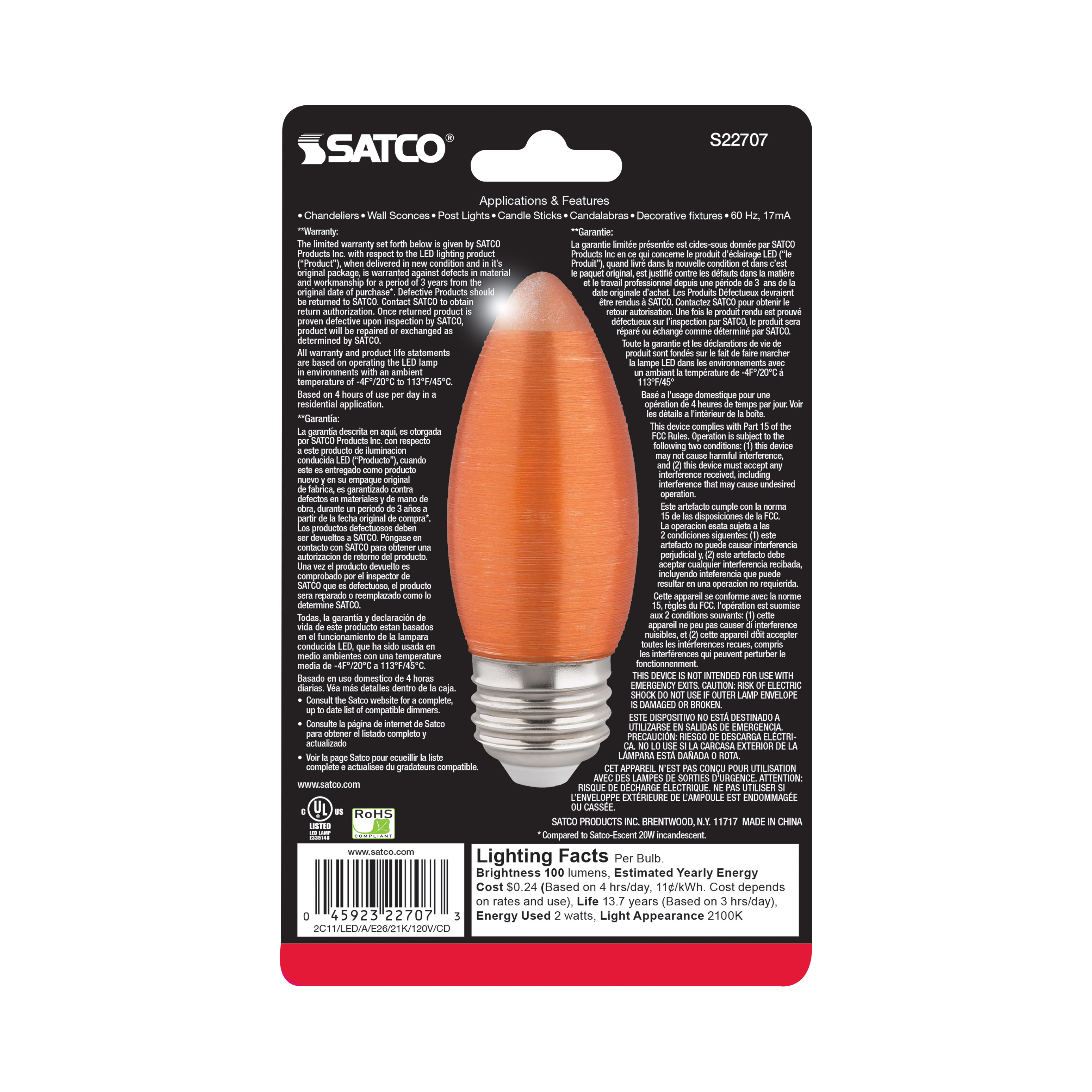 2C11/LED/A/E26/21K/120V/CD - S22707