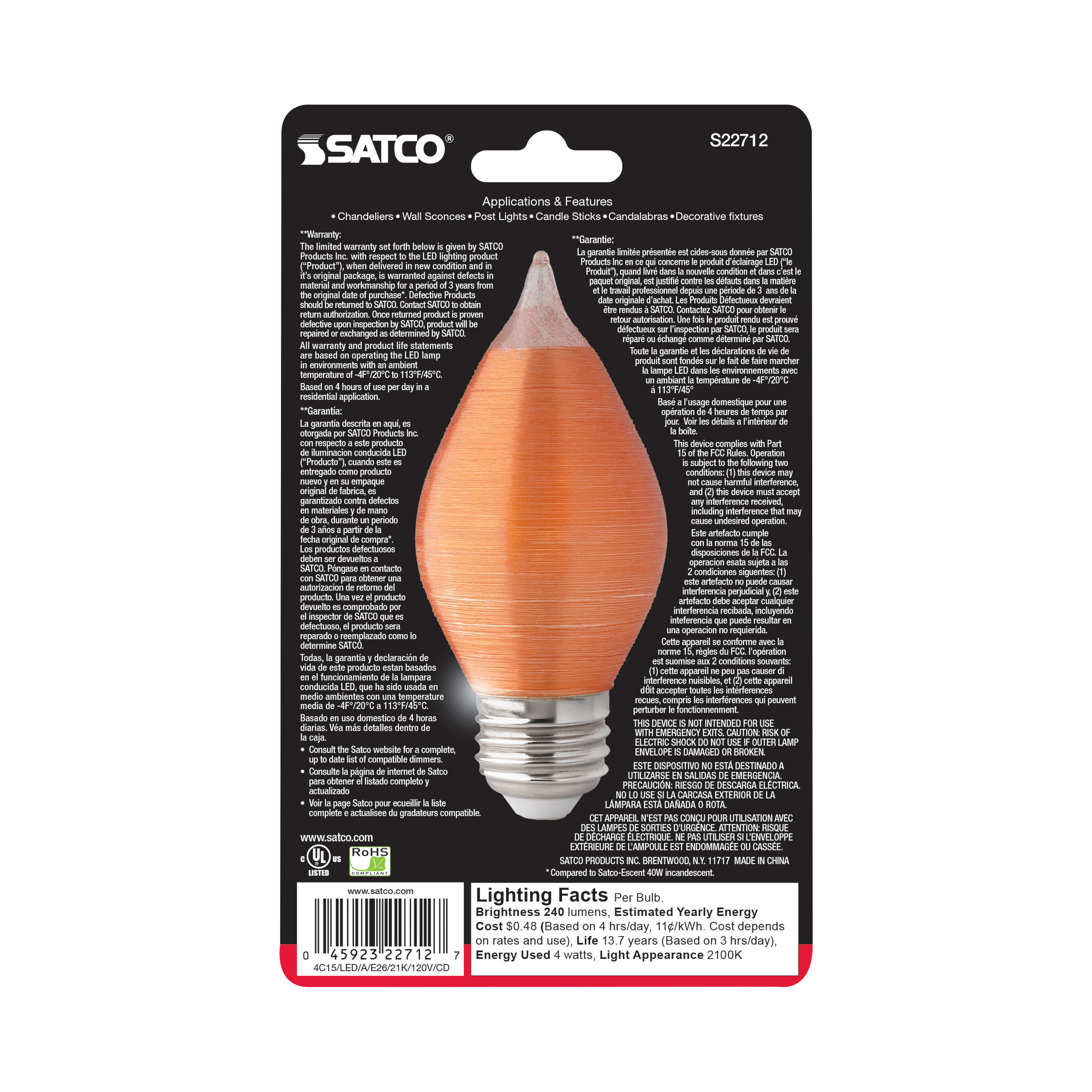 4C15/LED/A/E26/21K/120V/CD - S22712