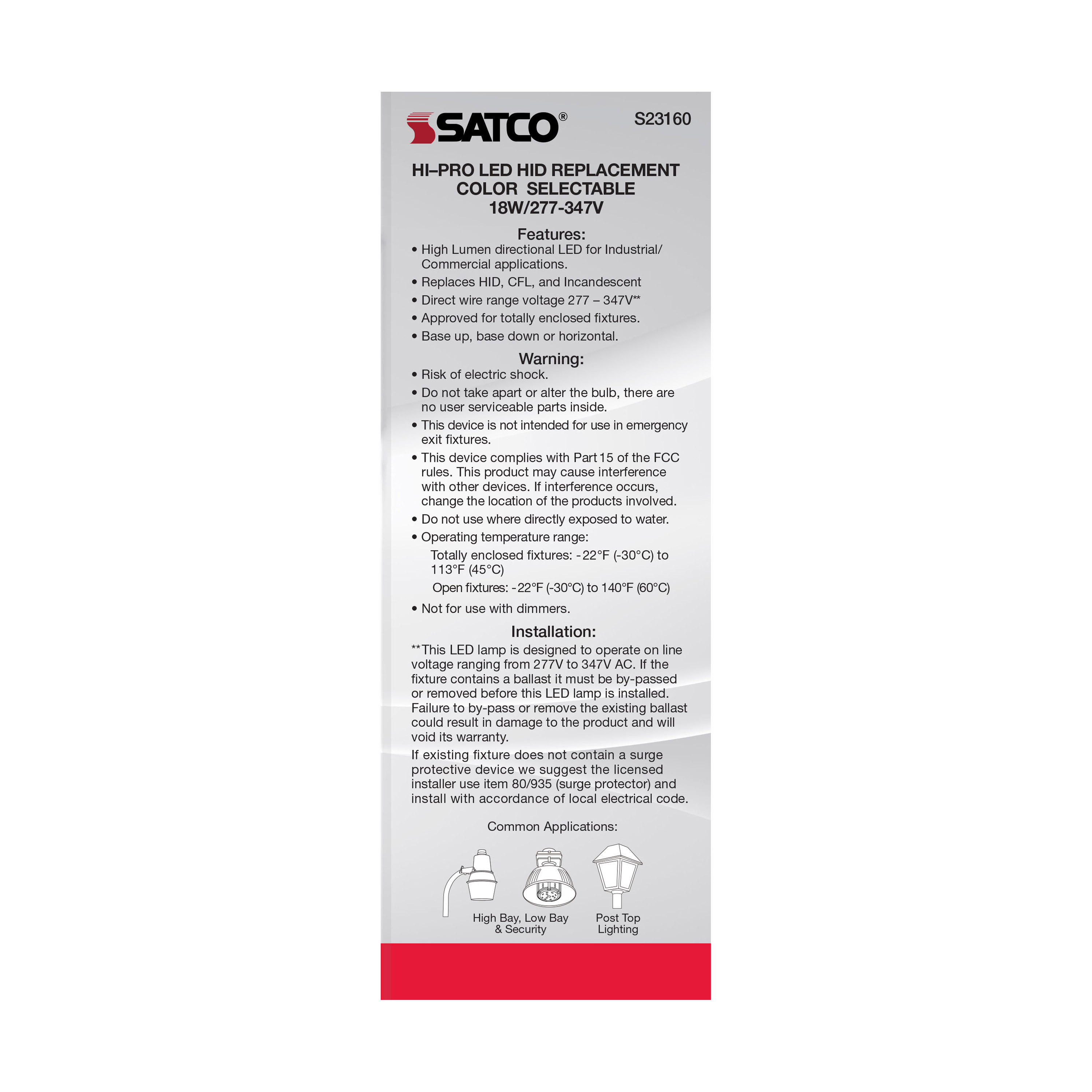 18W/LED/CCT/277-347V/E26 - S23160