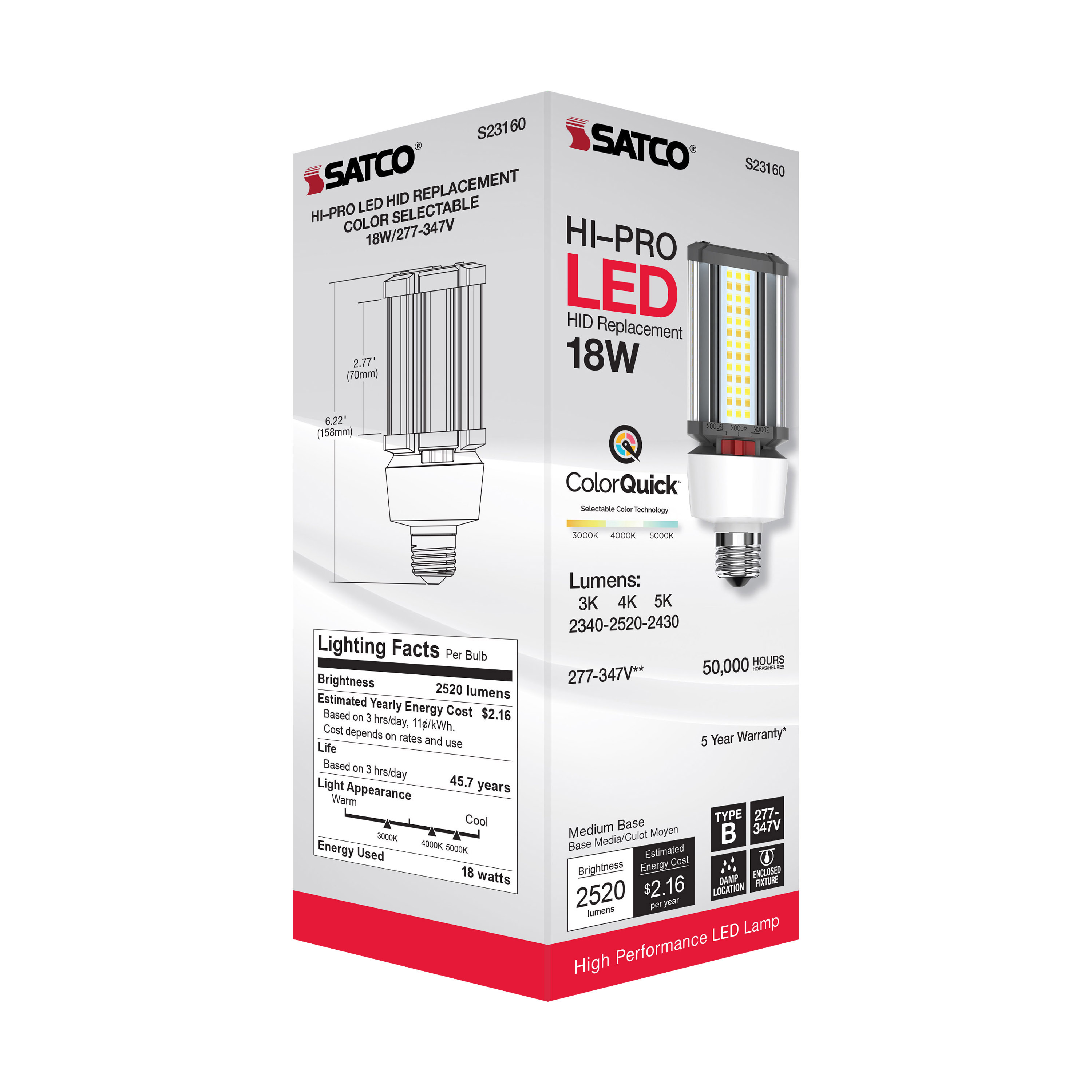 18W/LED/CCT/277-347V/E26 - S23160