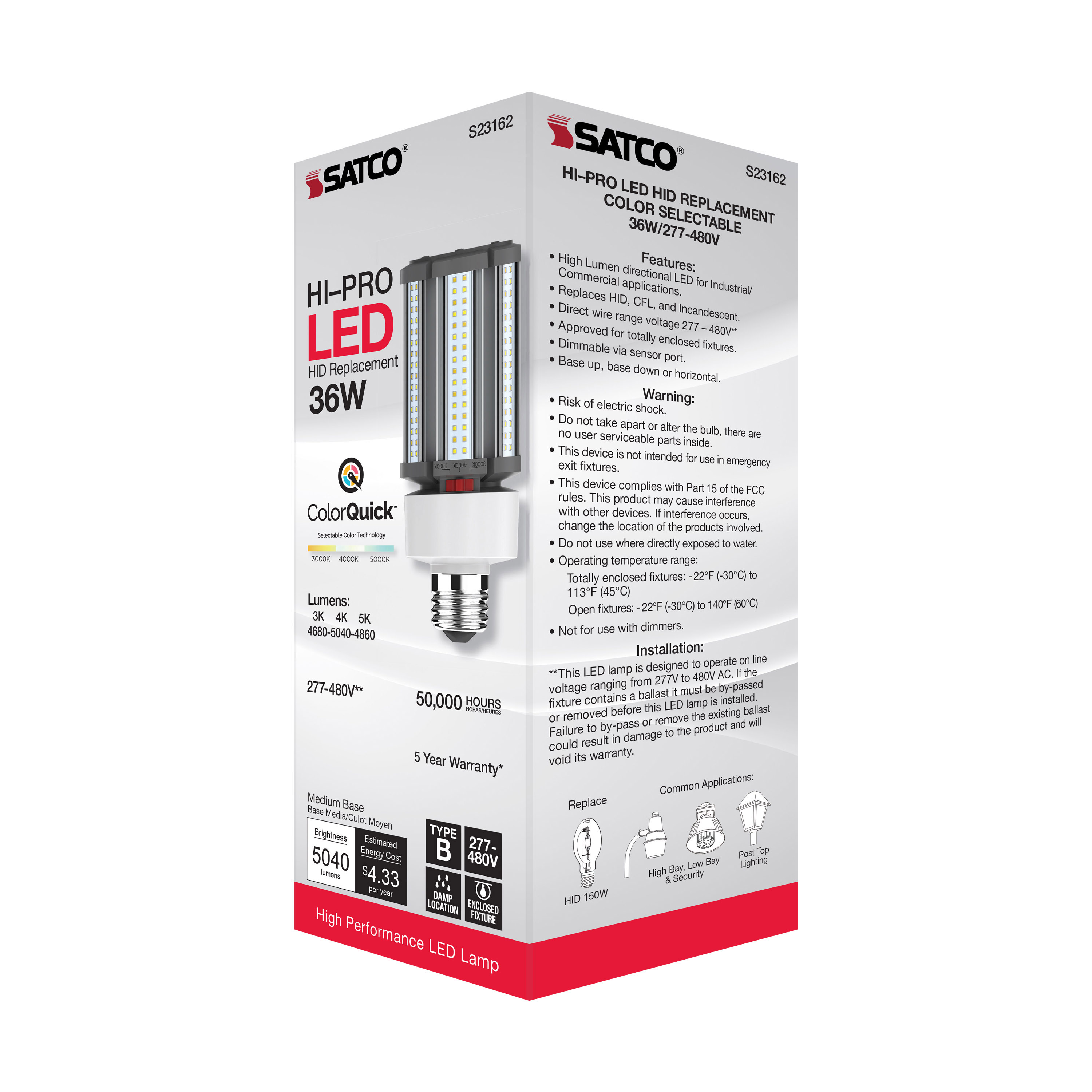 36W/LED/CCT/277-480V/E26 - S23162