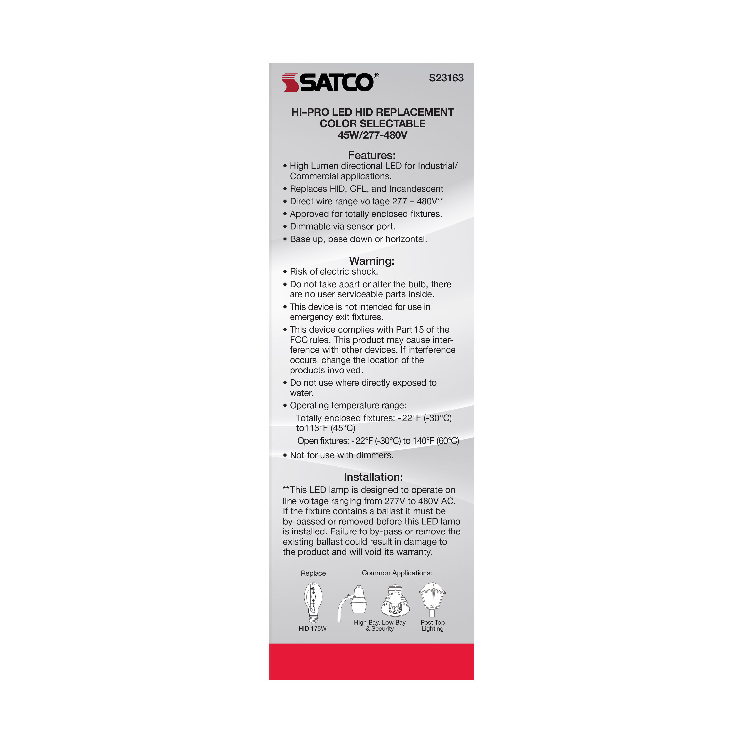 45W/LED/CCT/277-480V/E26 - S23163