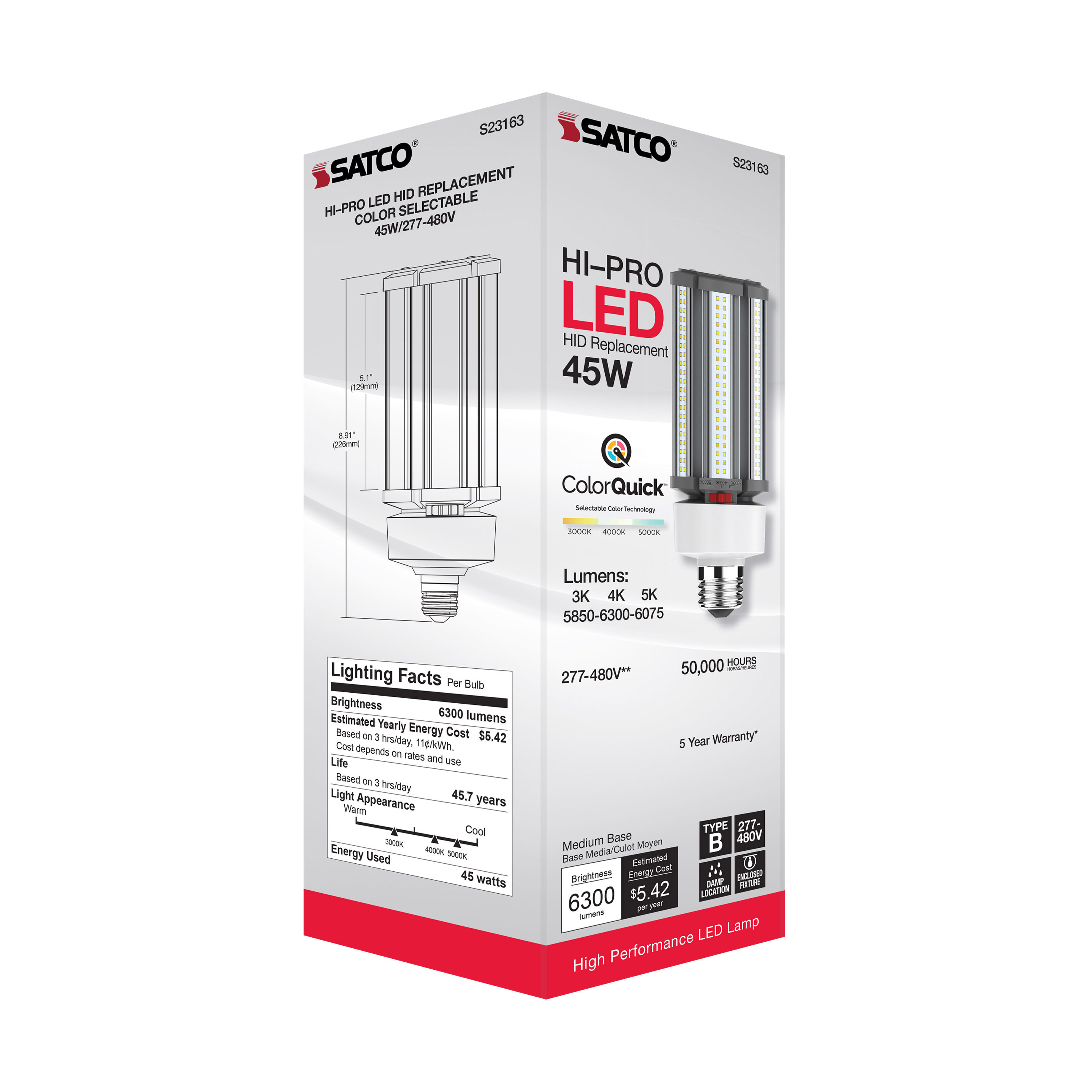 45W/LED/CCT/277-480V/E26 - S23163