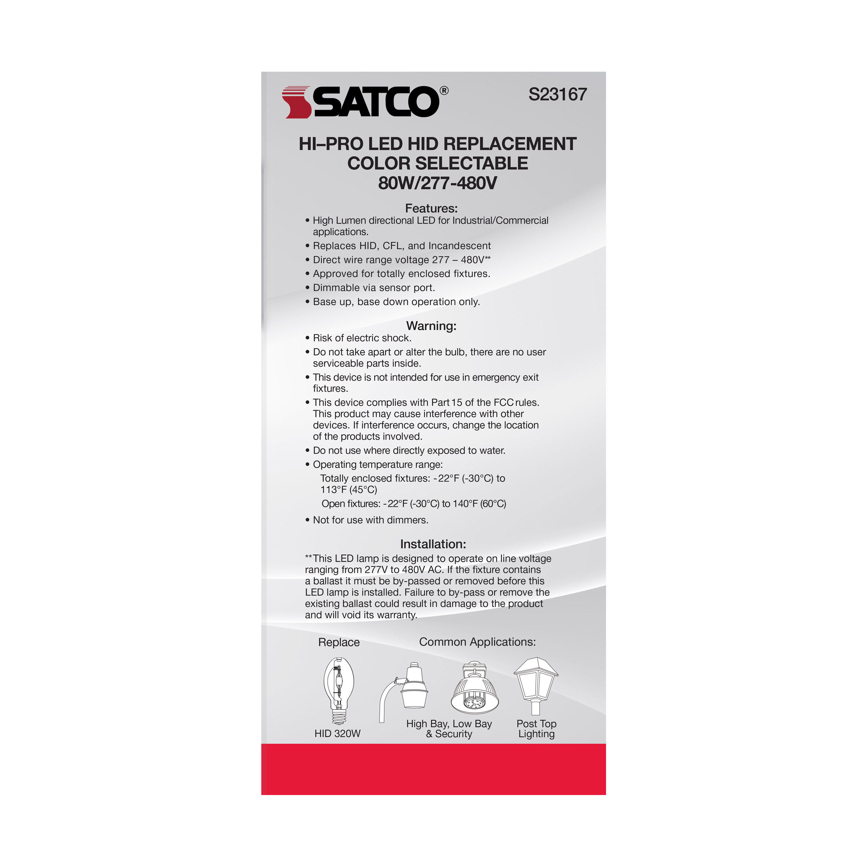 80W/LED/CCT/277-480V/EX39 - S23167