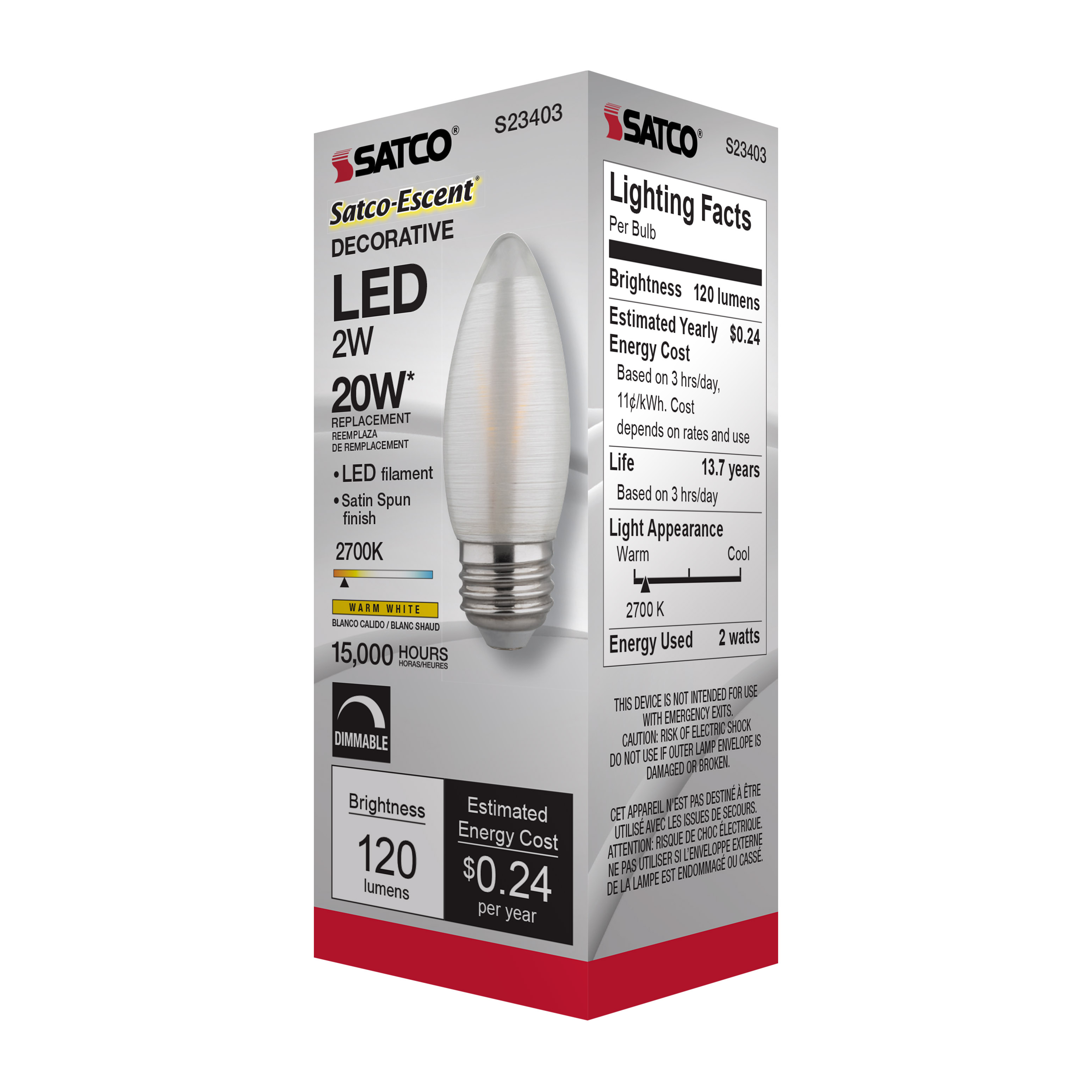 2C11/LED/SA/E26/27K/120V - S23403