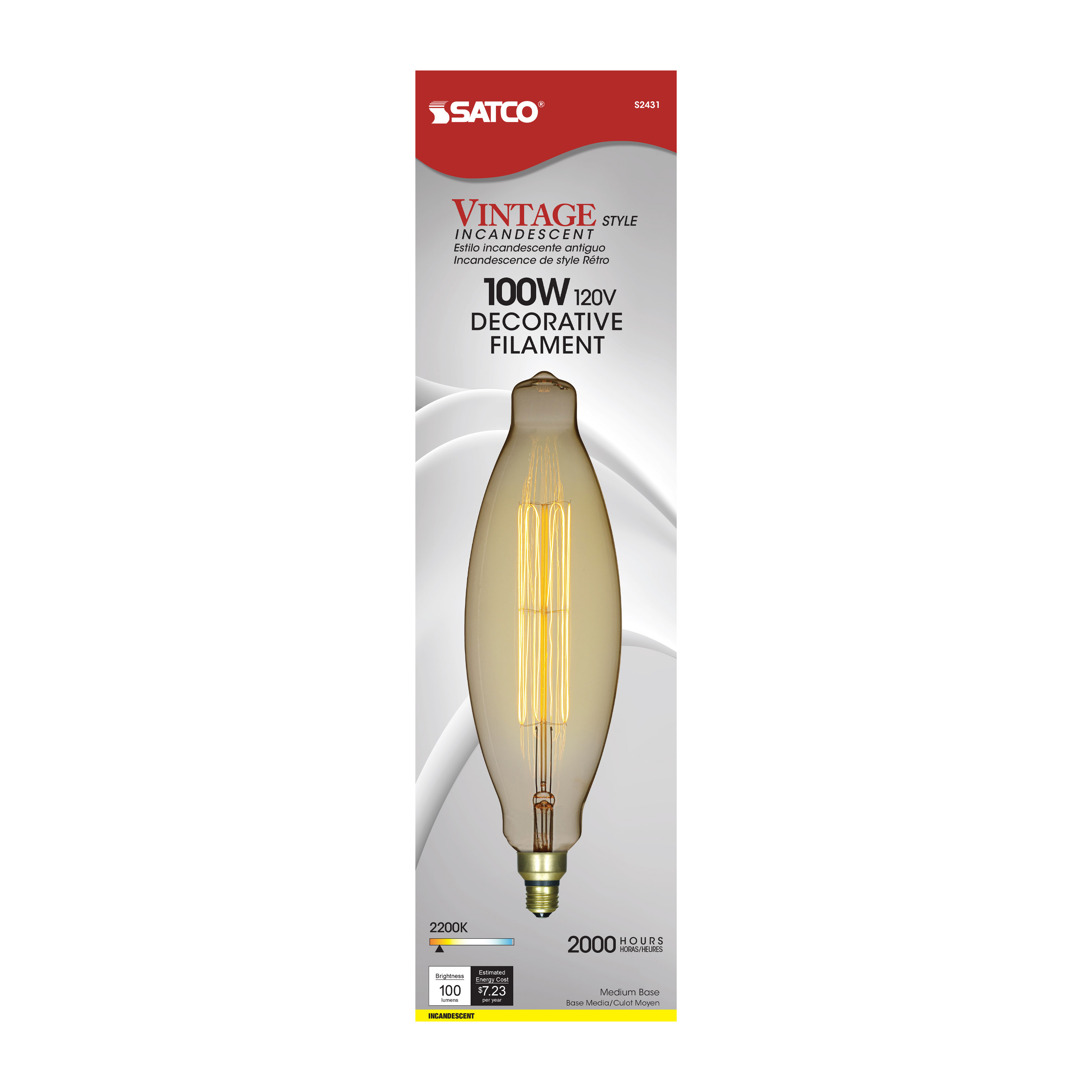 100BT38/AMBER/E26/VINTAGE/120V - S2431