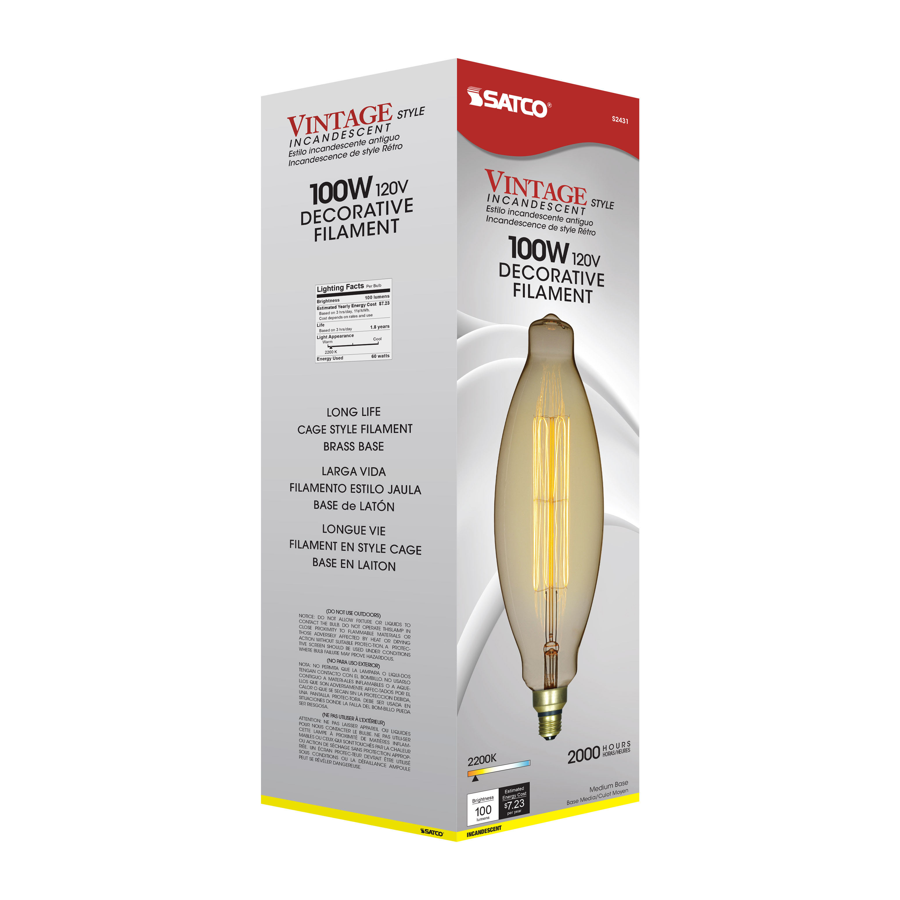 100BT38/AMBER/E26/VINTAGE/120V - S2431