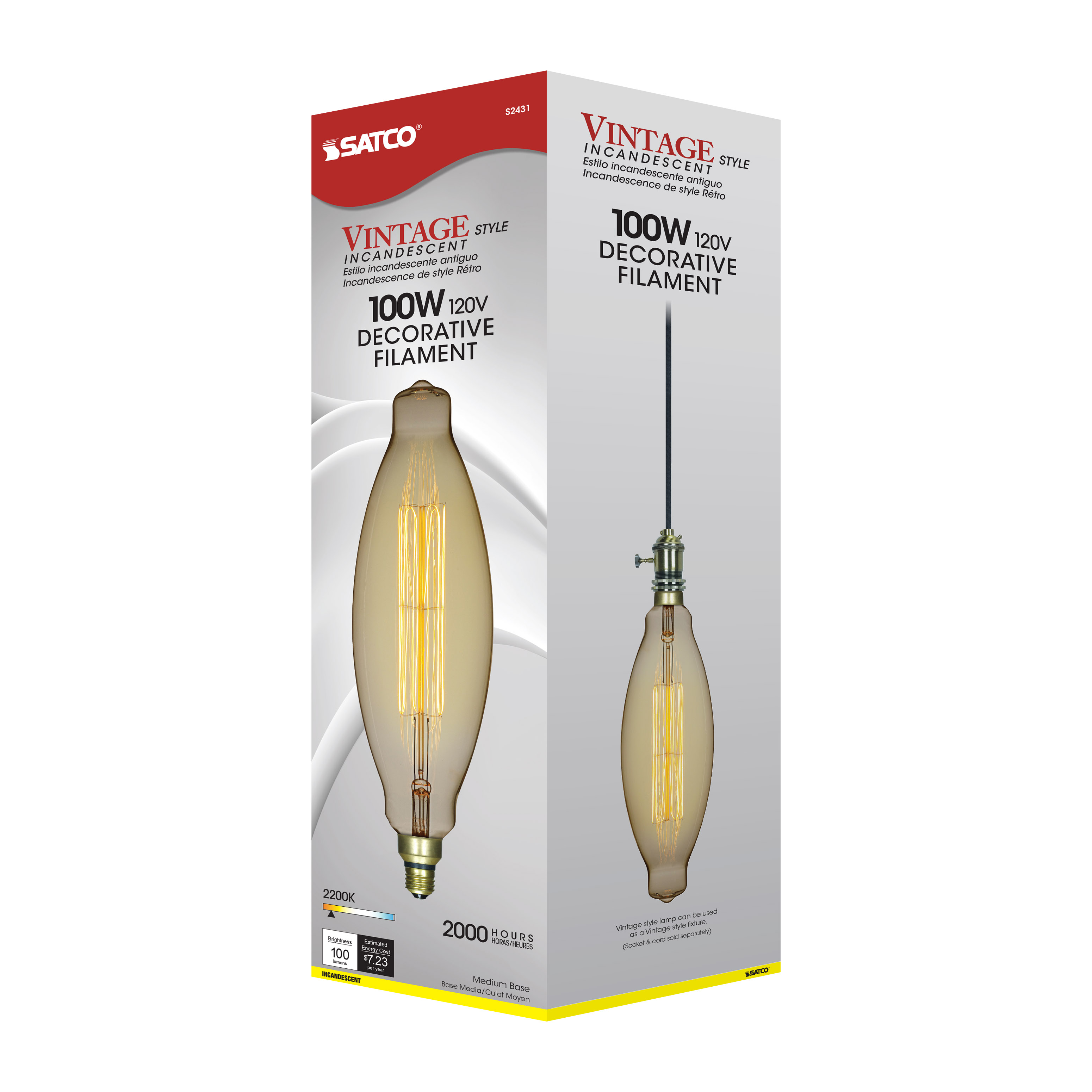 100BT38/AMBER/E26/VINTAGE/120V - S2431