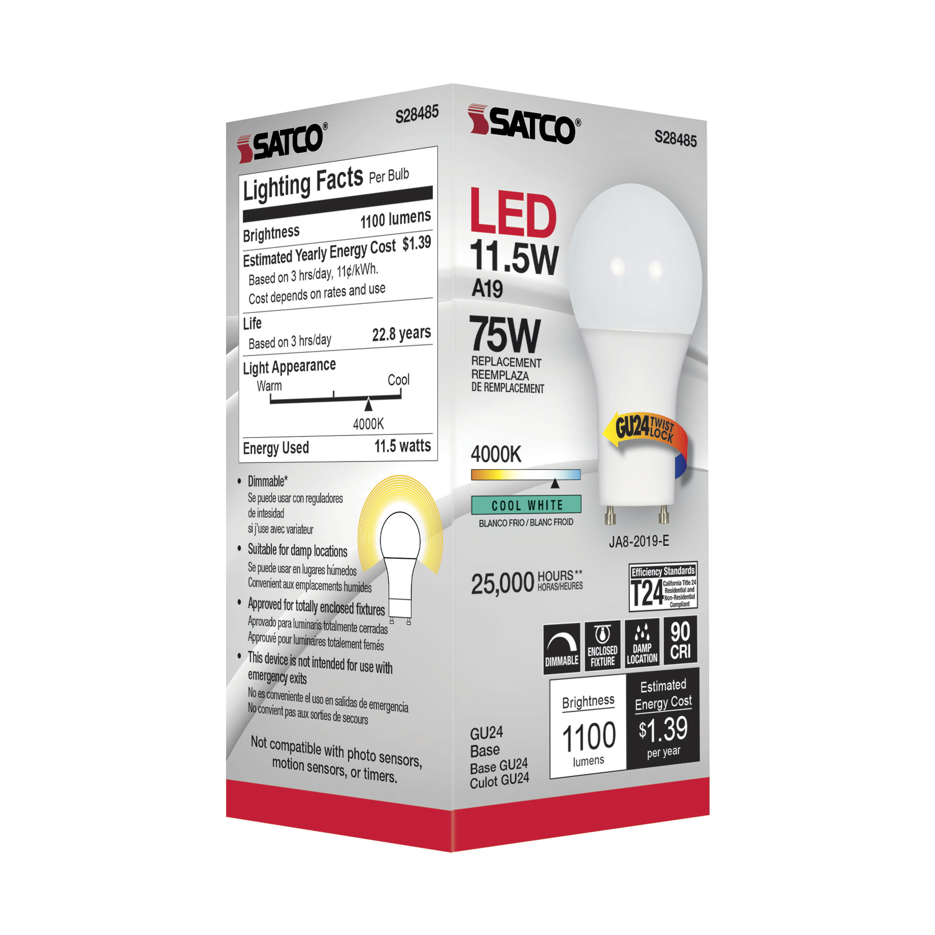 11.5A19LED/940/GU24/120V - S28485