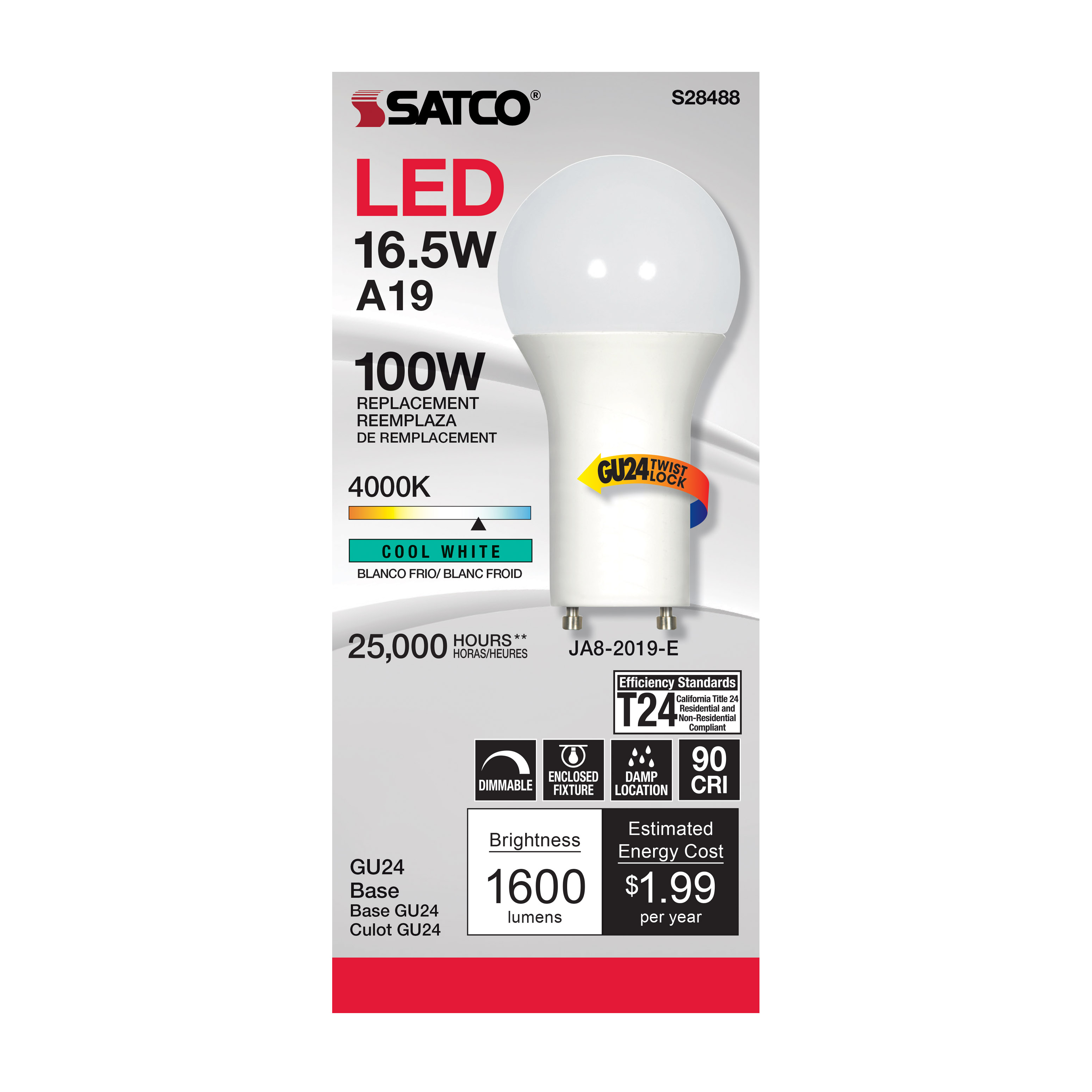 16.5A19LED/940/GU24/120V - S28488