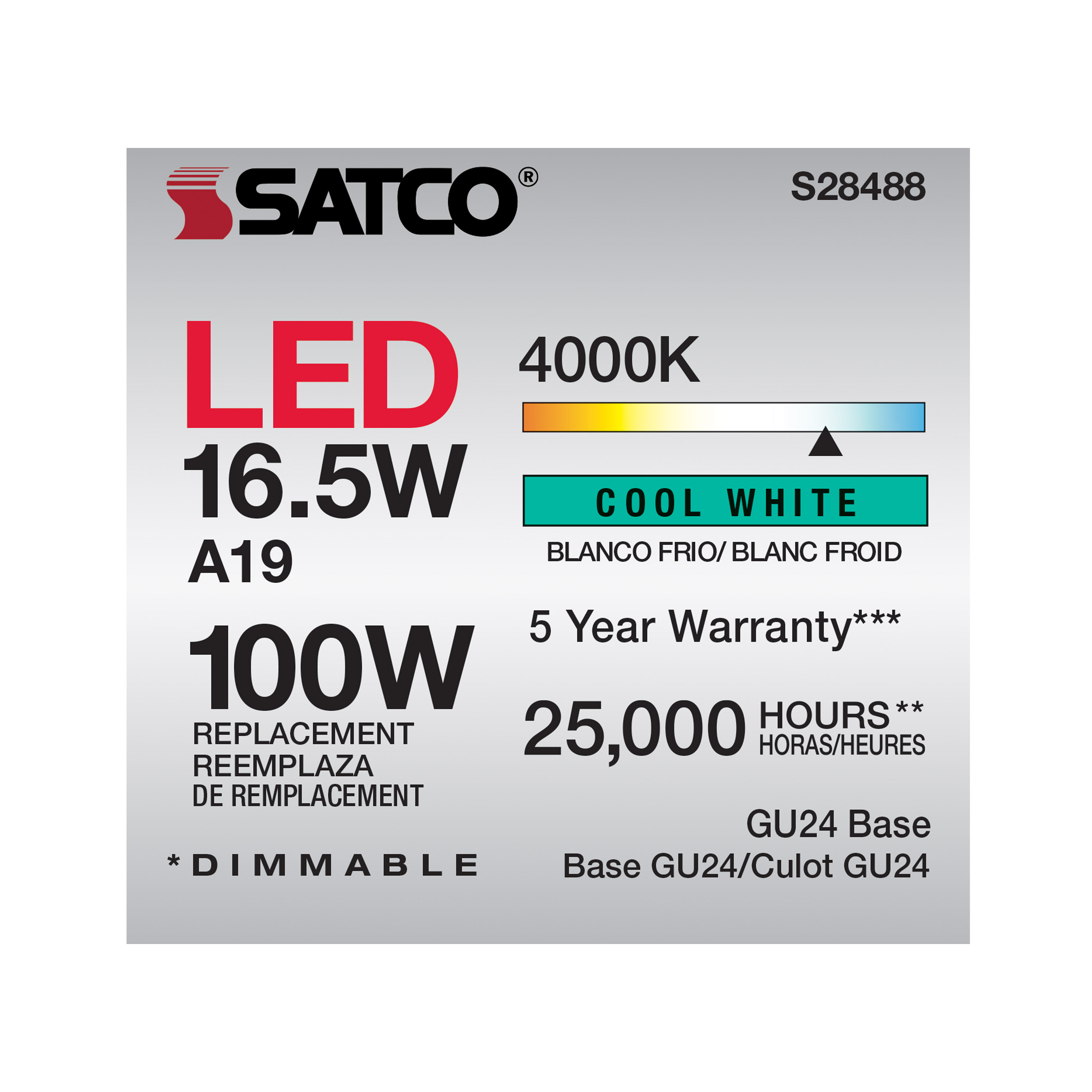 16.5A19LED/940/GU24/120V - S28488