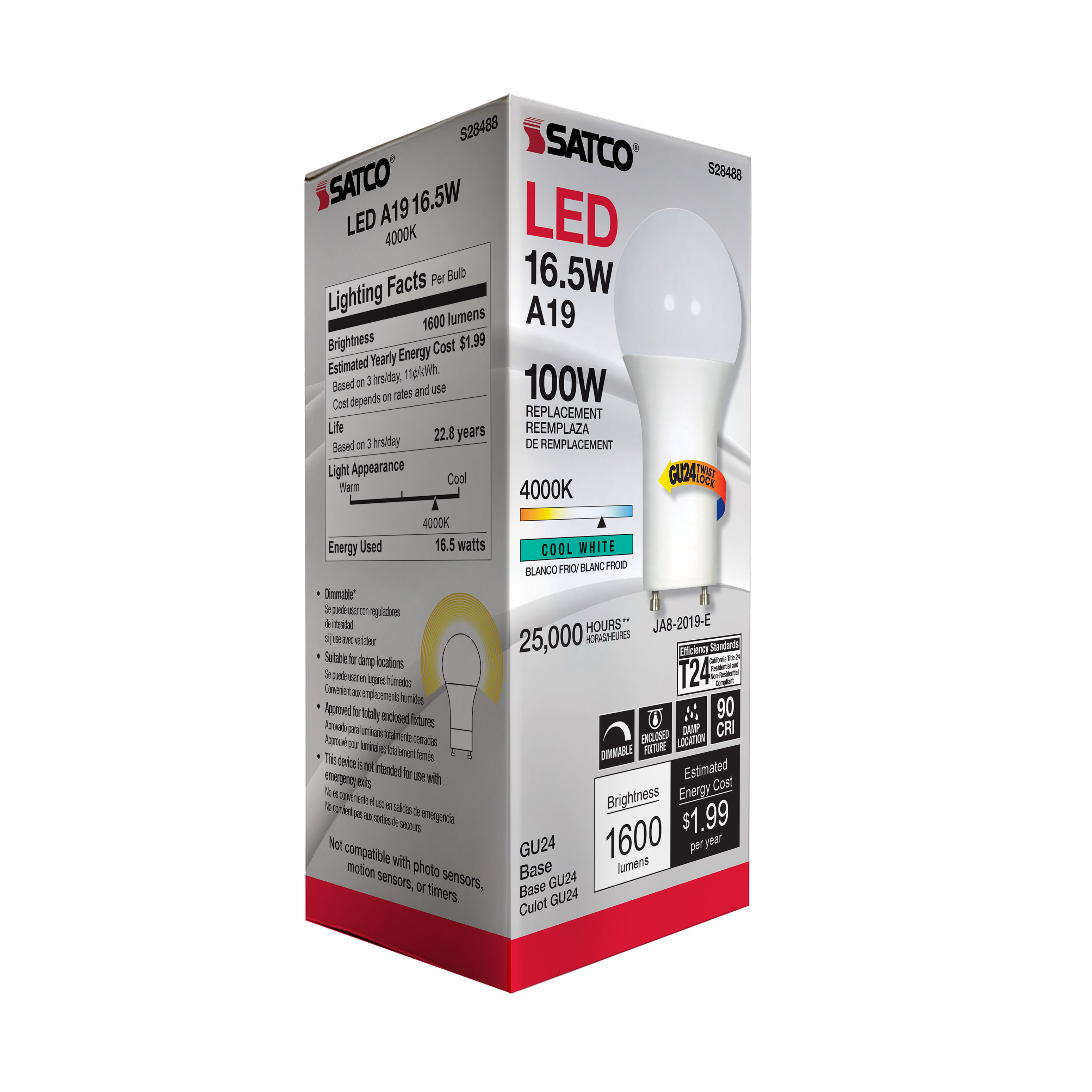 16.5A19LED/940/GU24/120V - S28488
