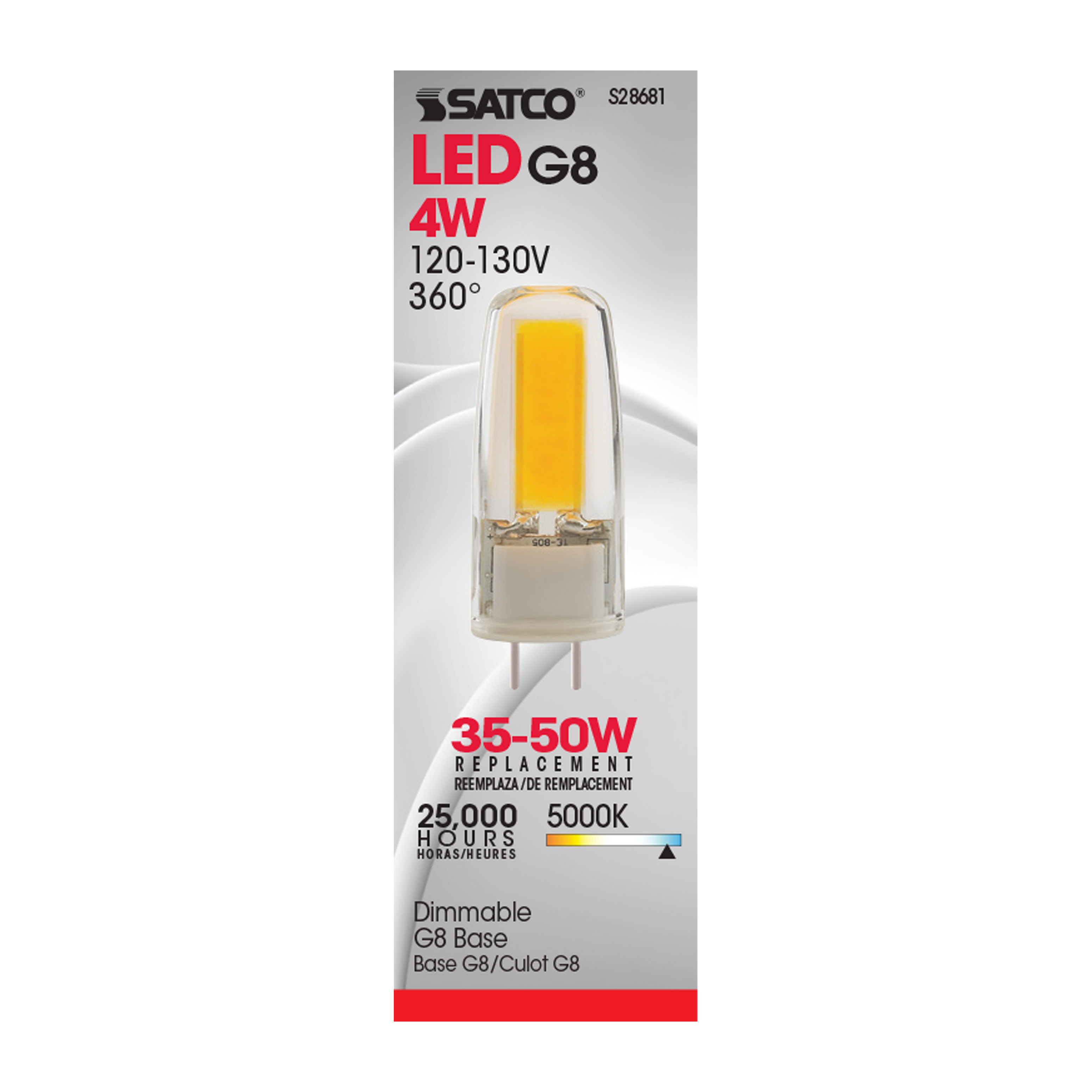 S28681 LED/4W/JC/G8/CL/5K/120-130V