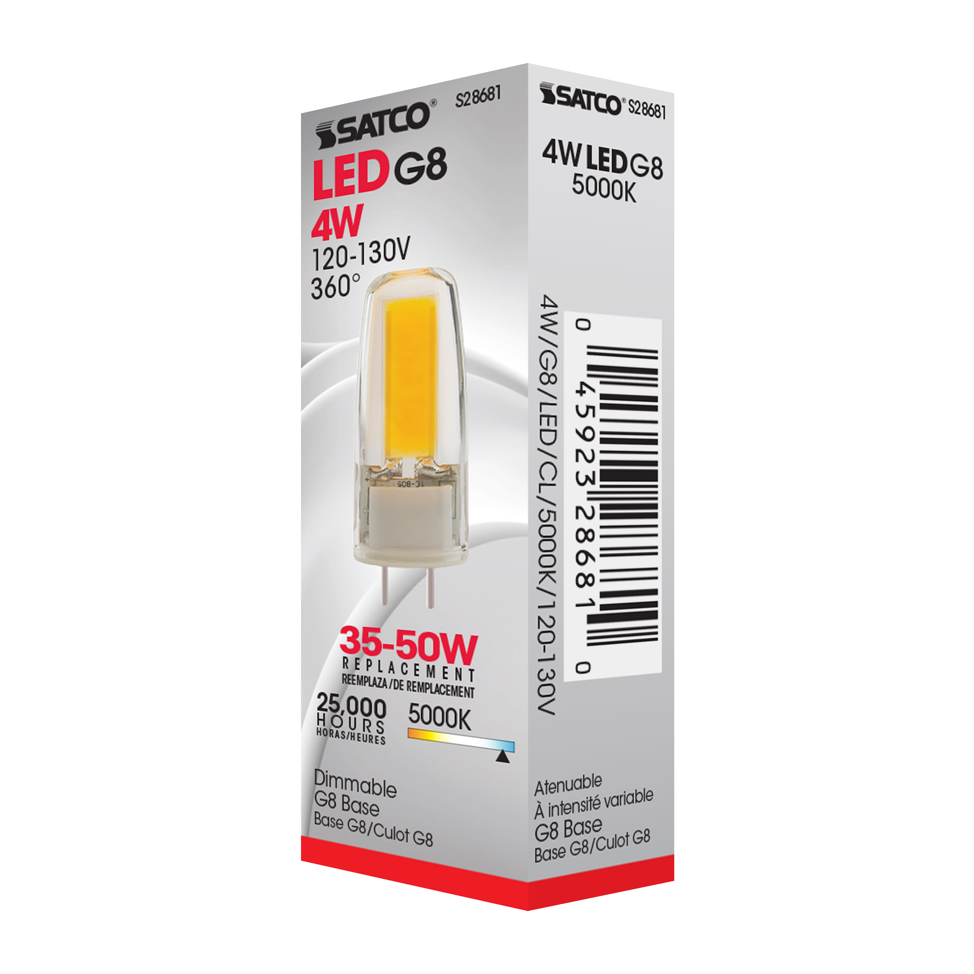 S28681 LED/4W/JC/G8/CL/5K/120-130V