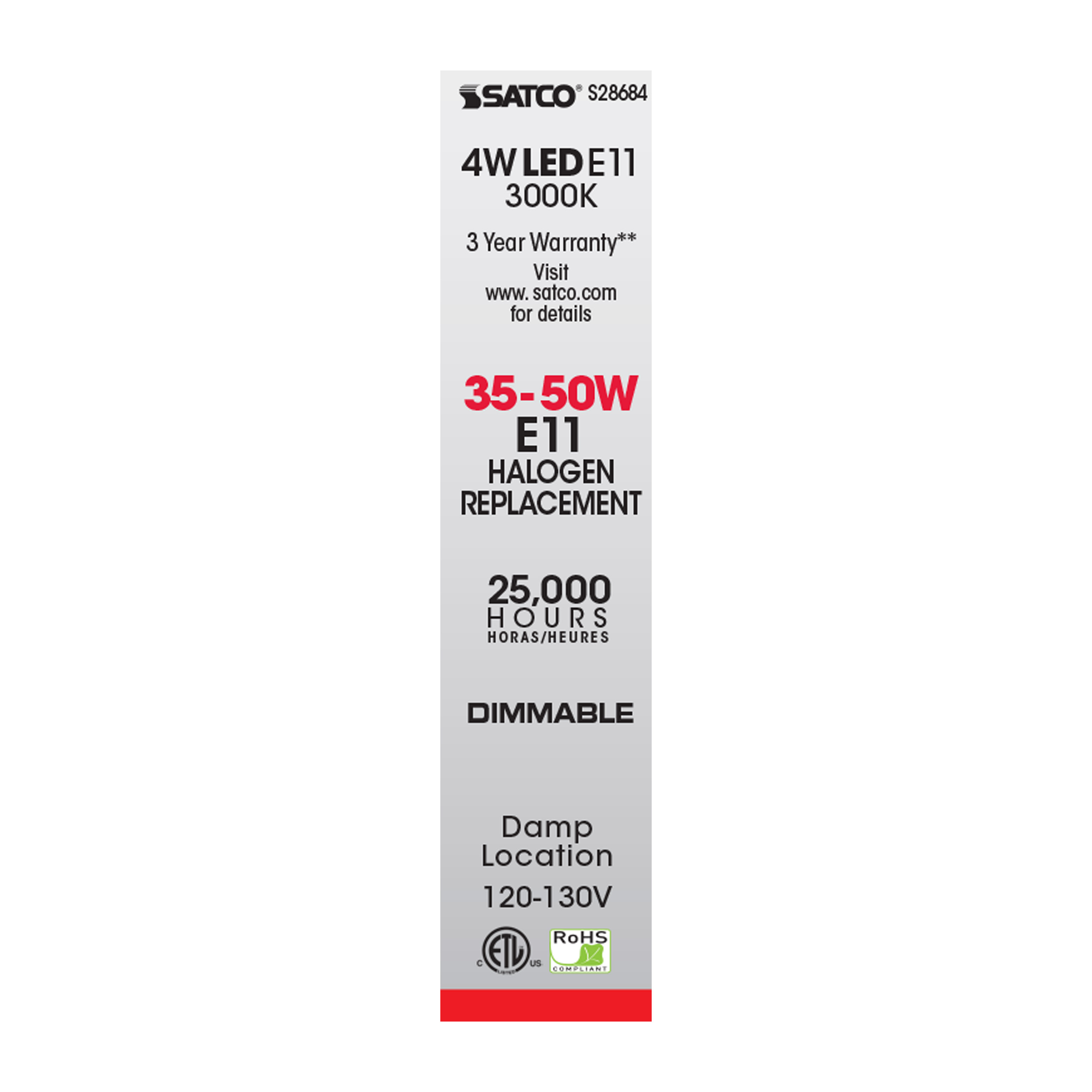 LED/4W/E11/MC/CL/3K/120-130V - S28684