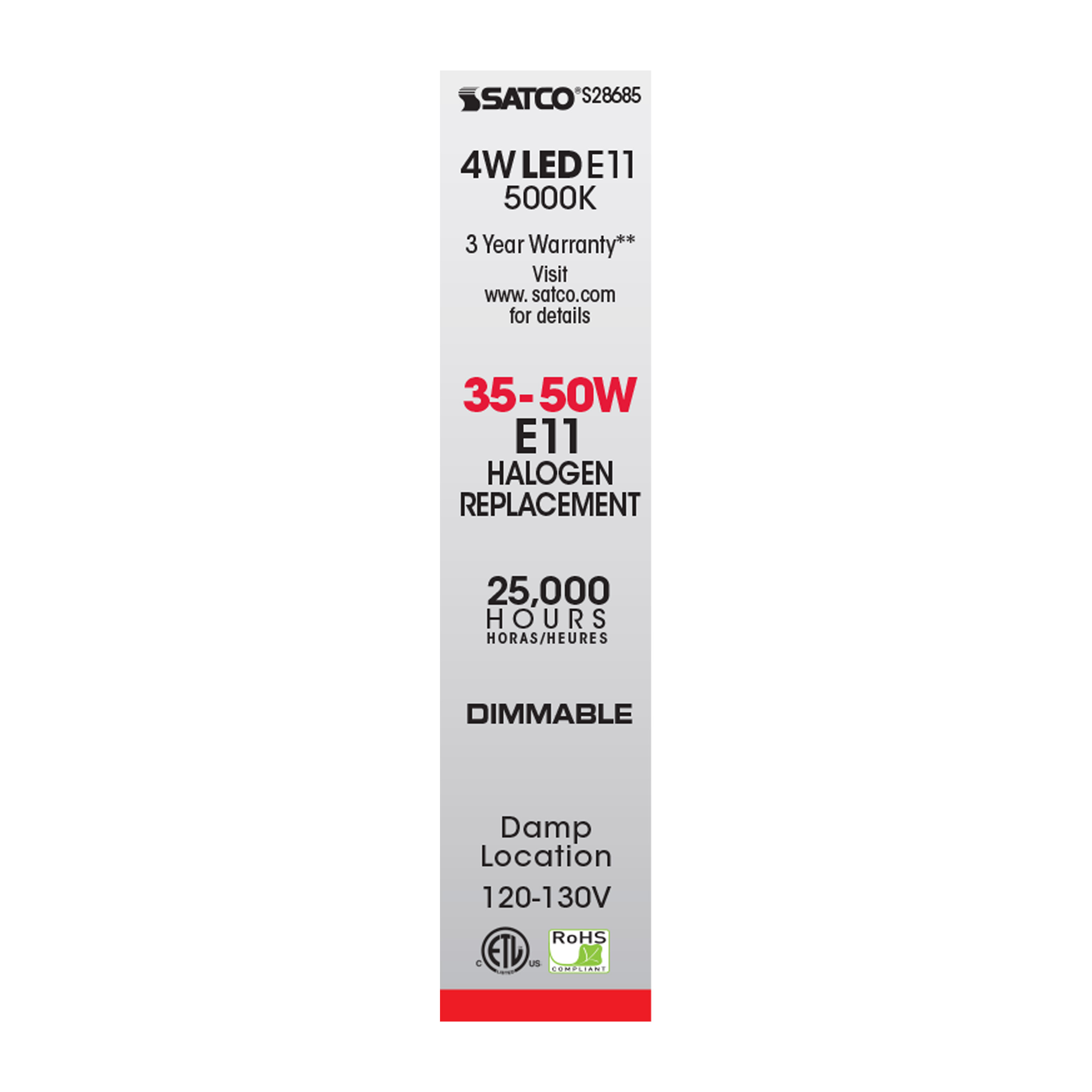 LED/4W/E11/MC/CL/5K/120-130V - S28685
