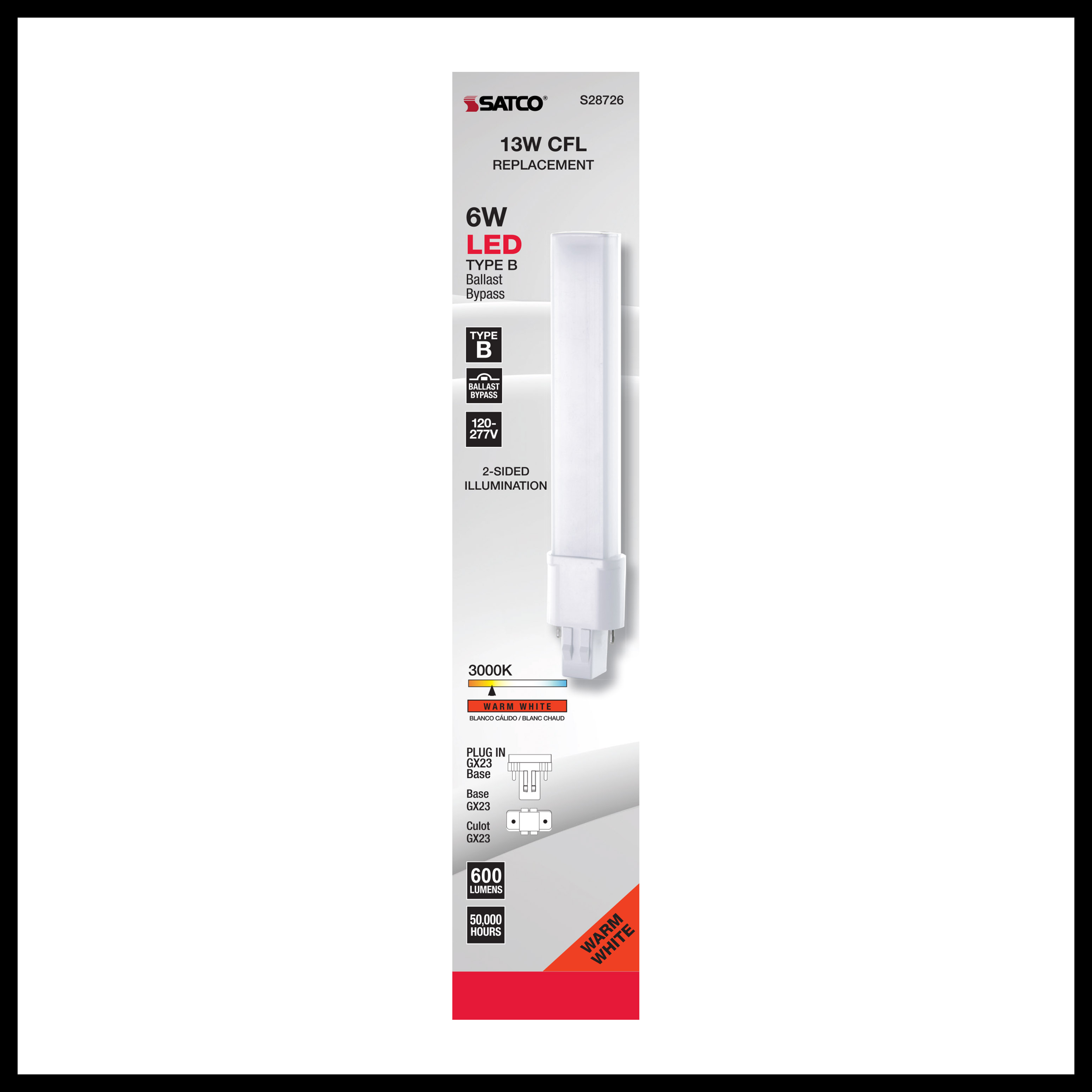 6W/LED/CFL/830/GX23/BP/G2 - S28726