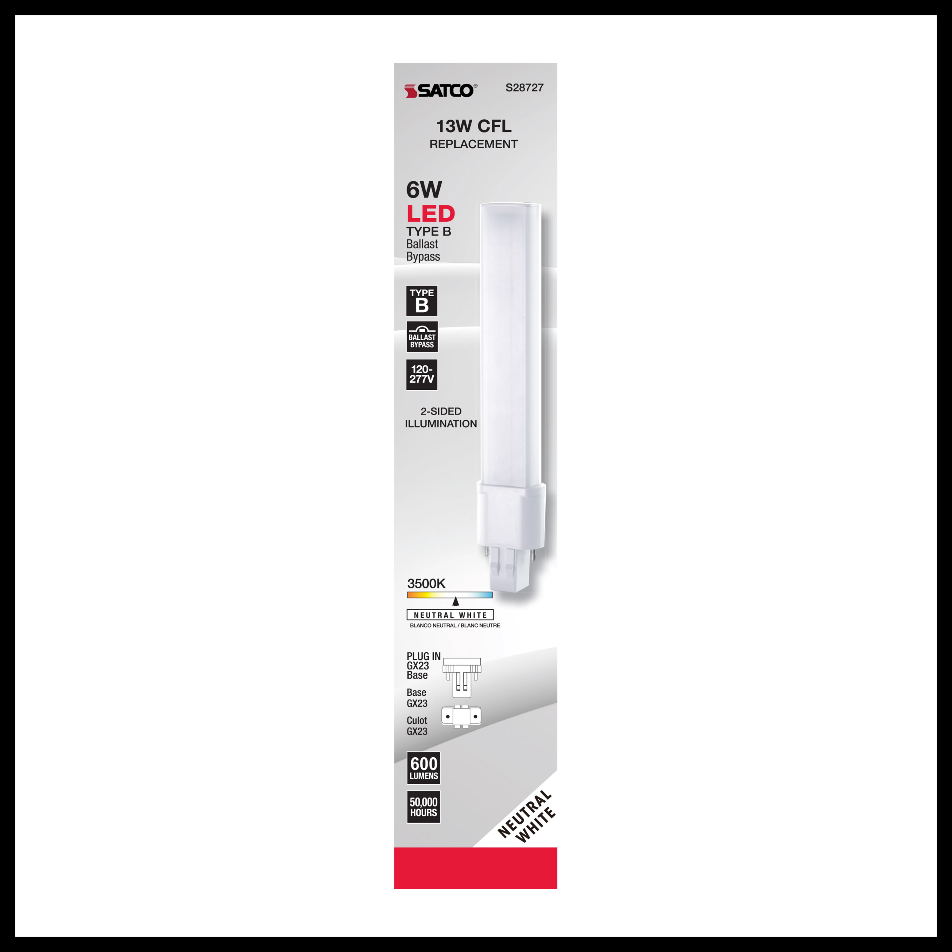 6W/LED/CFL/835/GX23/BP/G2 - S28727