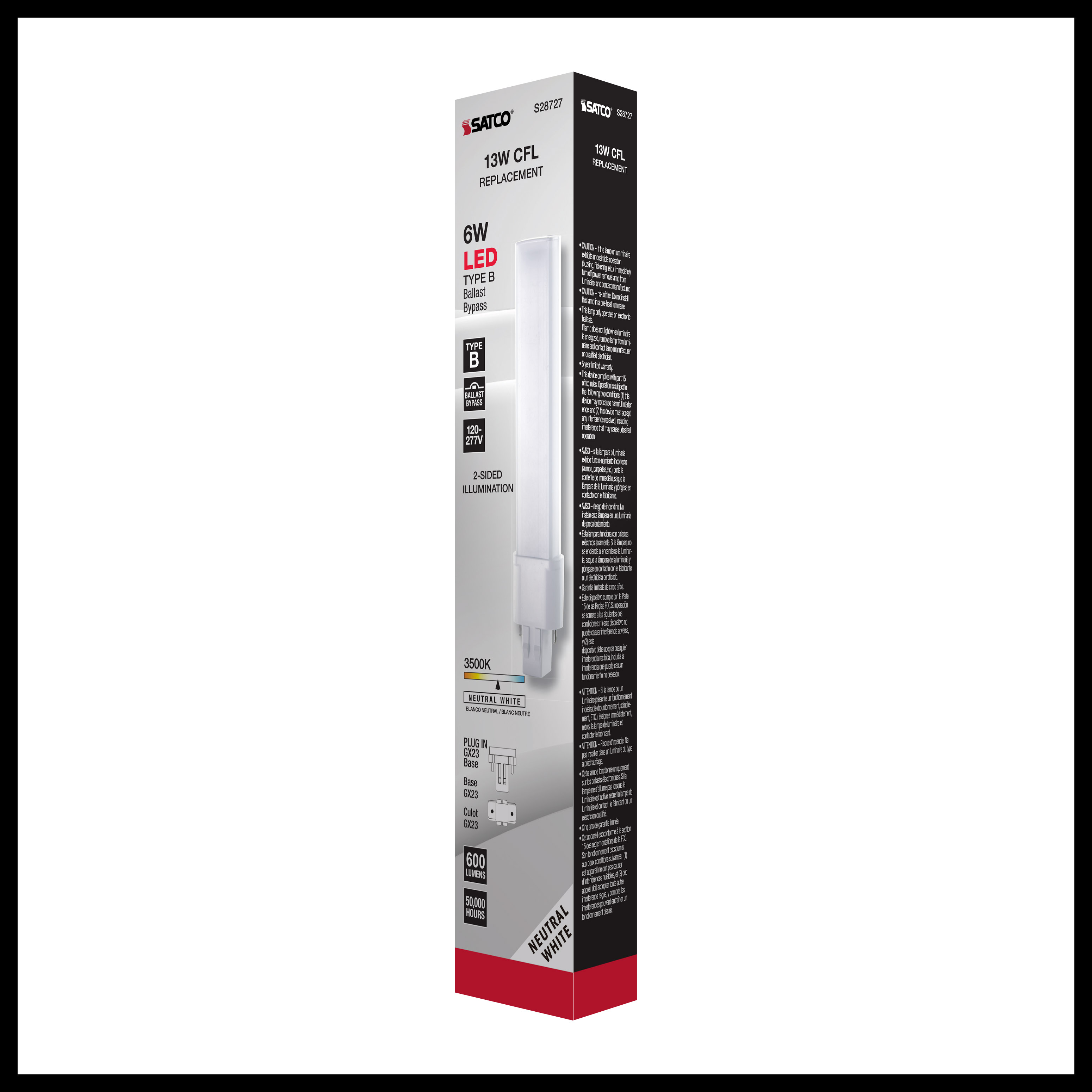 6W/LED/CFL/835/GX23/BP/G2 - S28727