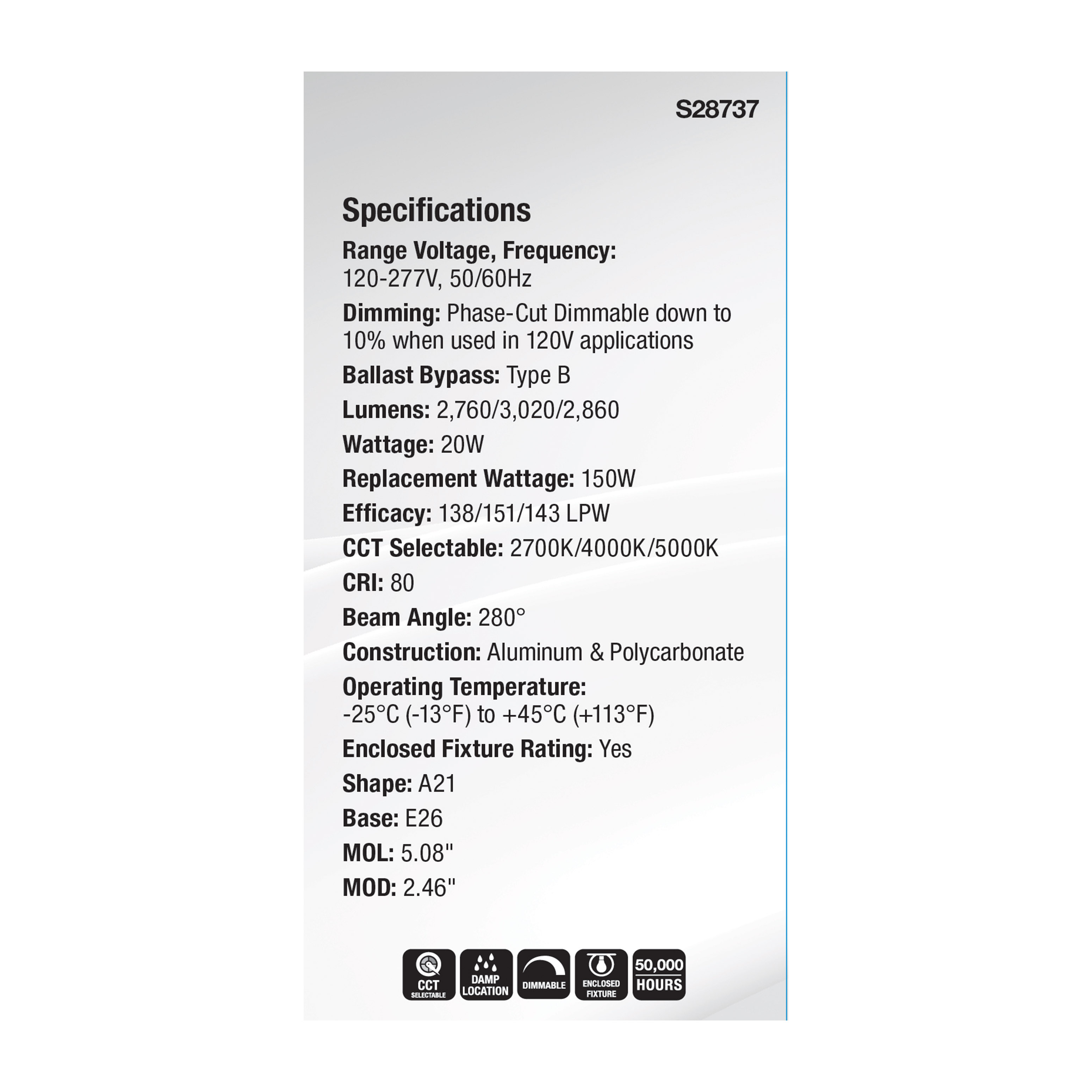 20WA21/LED/3CCT/120-277V - S28737