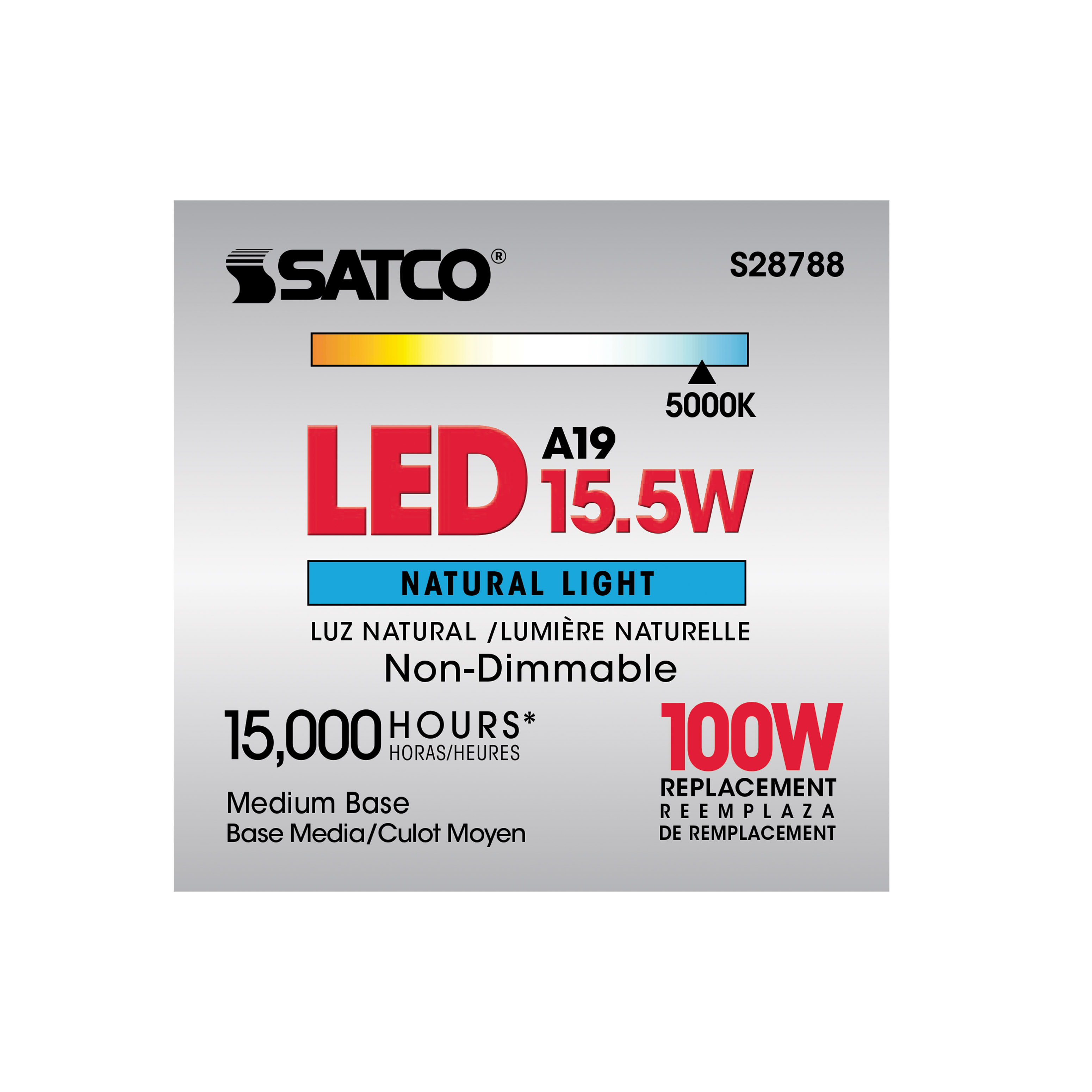 15.5A19/LED/50K/ND/120V - S28788