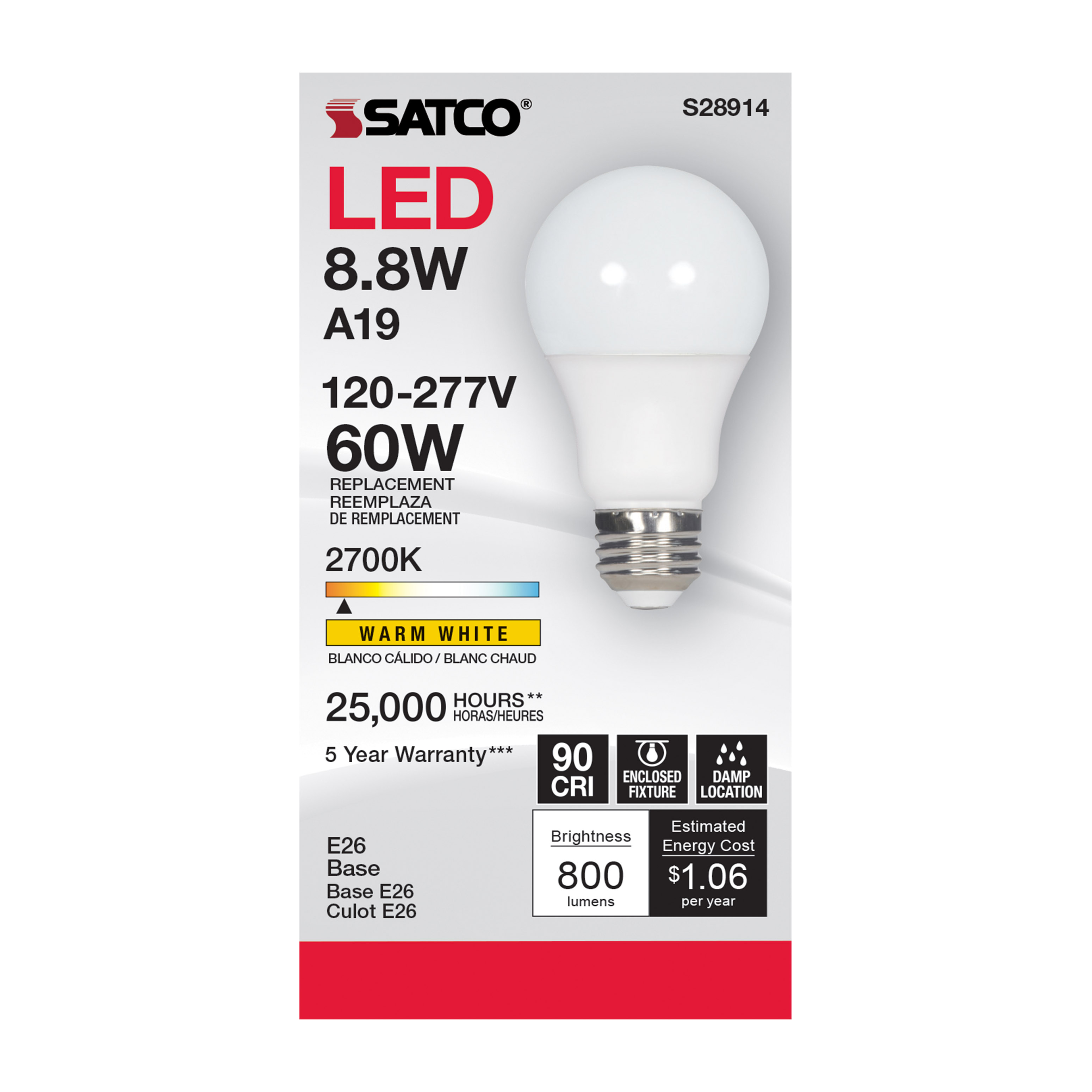 8.8A19/LED/927/120-277V - S28914