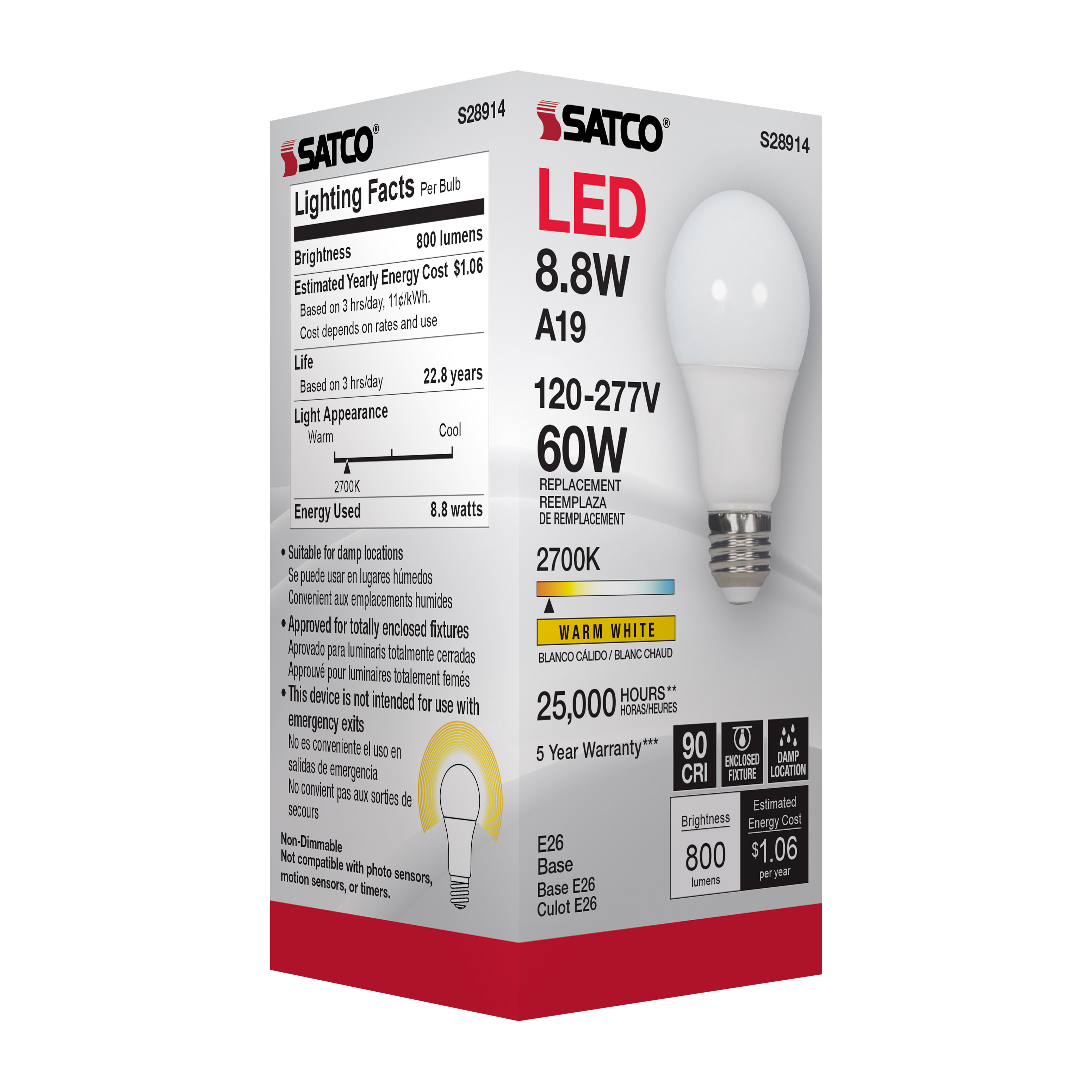 8.8A19/LED/927/120-277V - S28914