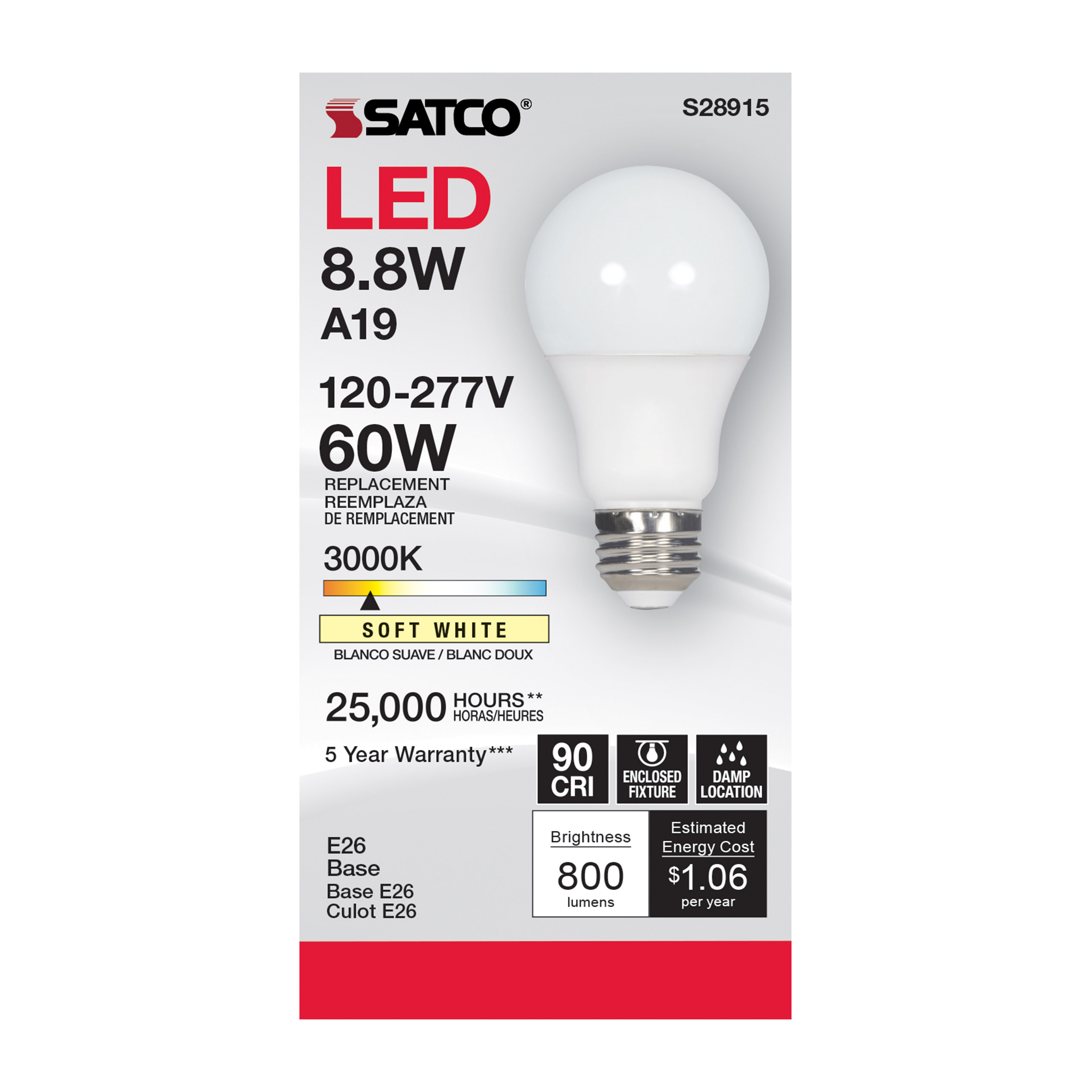 8.8A19/LED/930/120-277V - S28915