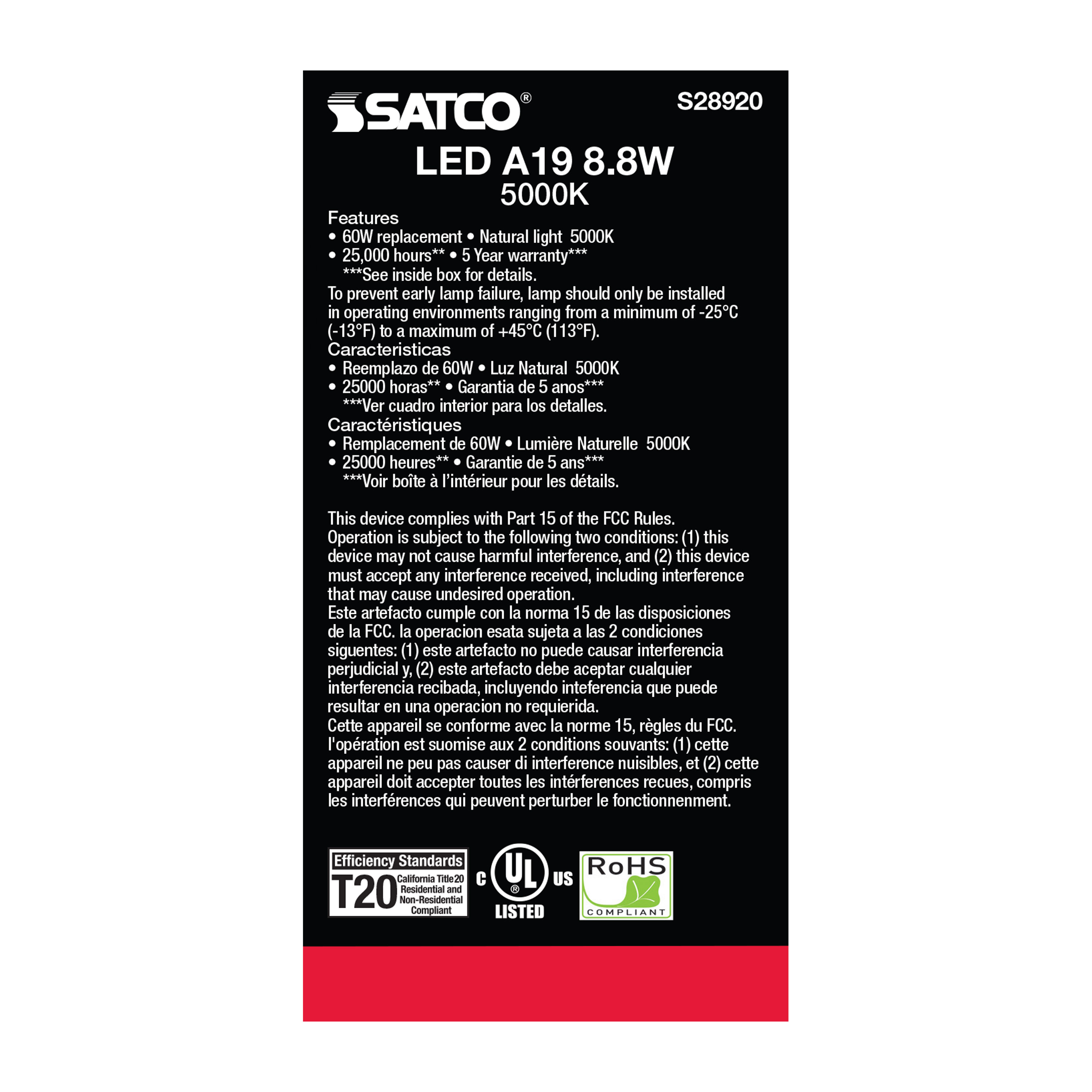 8.8A19/LED/950/120-277V - S28920