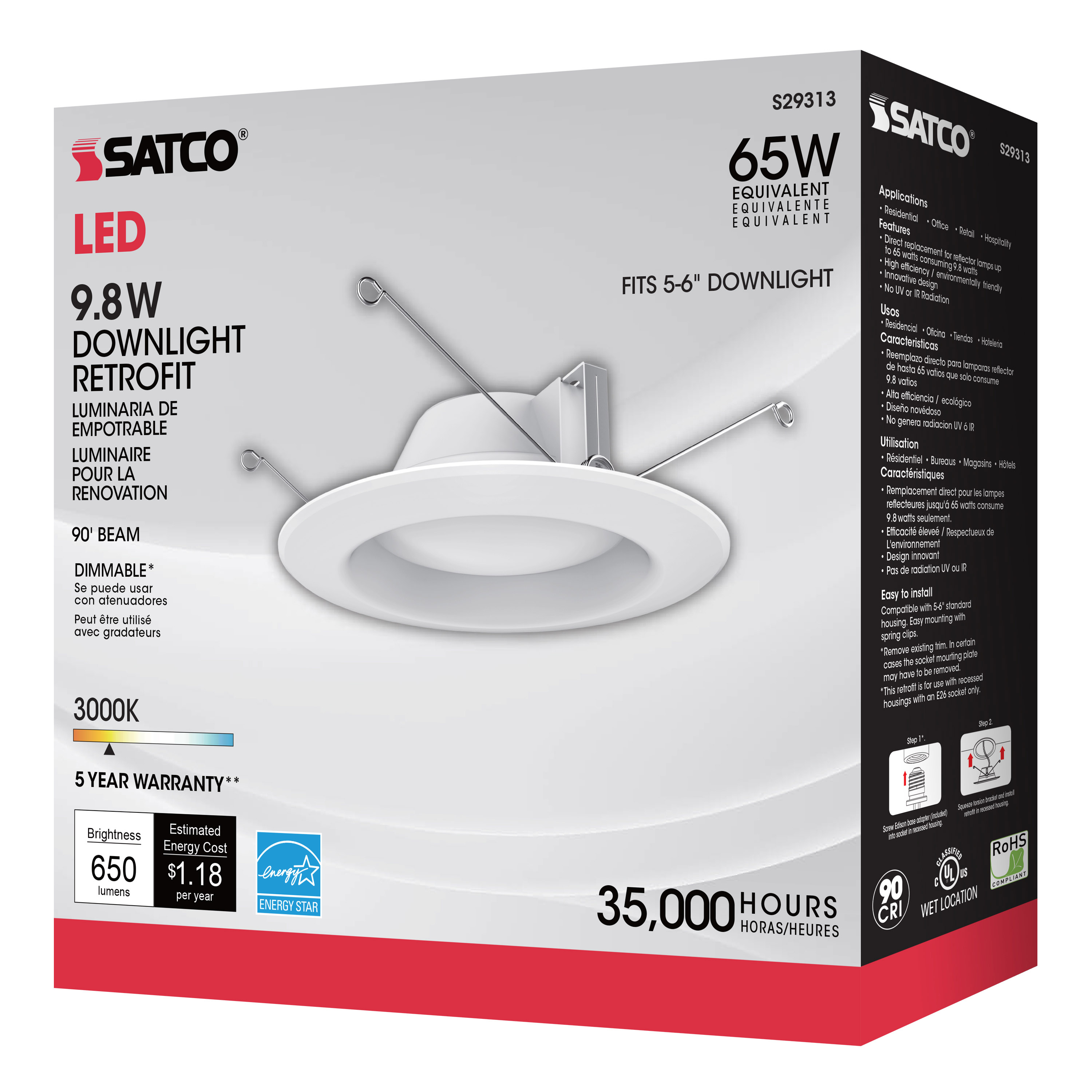 S29313 9.8WLED/RDL/5-6/30K/120V