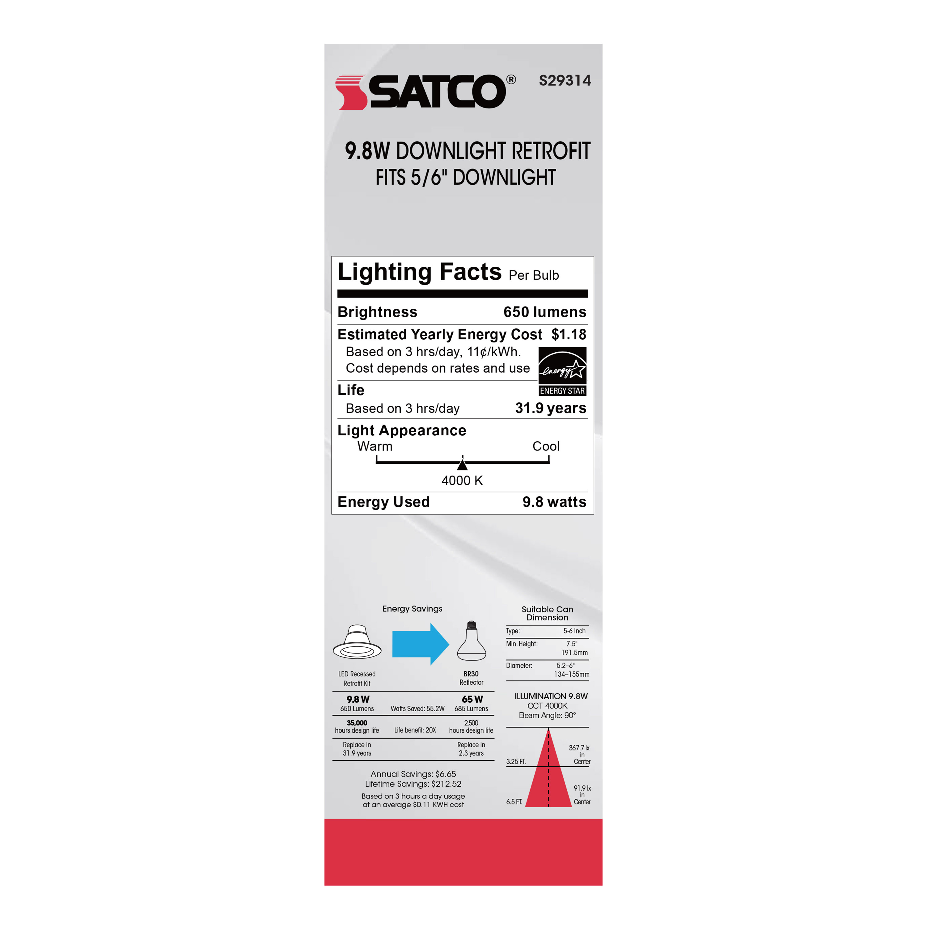 9.8WLED/RDL/5-6/40K/120V - S29314