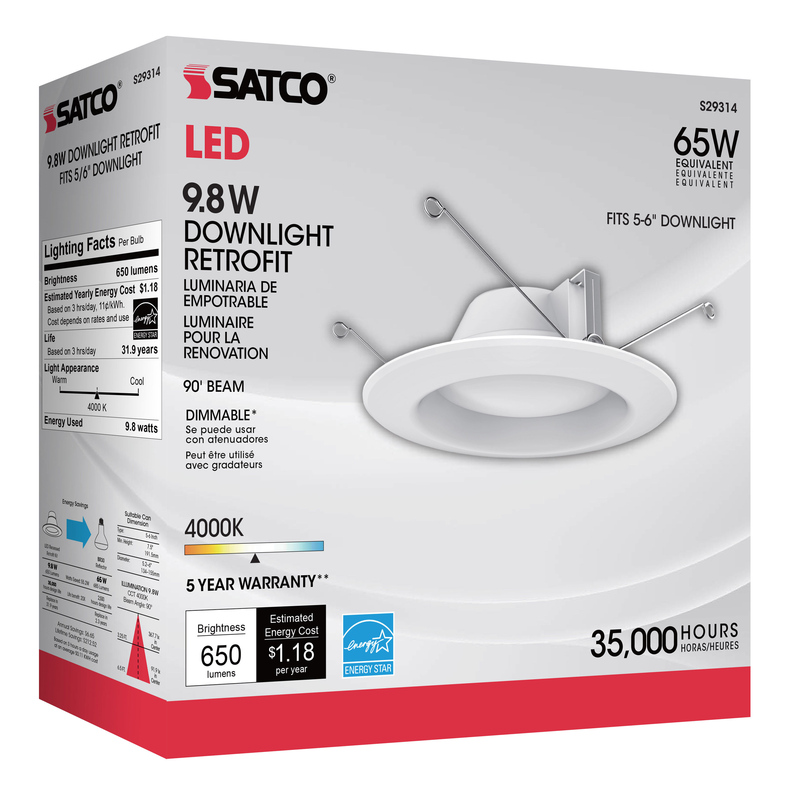 9.8WLED/RDL/5-6/40K/120V - S29314