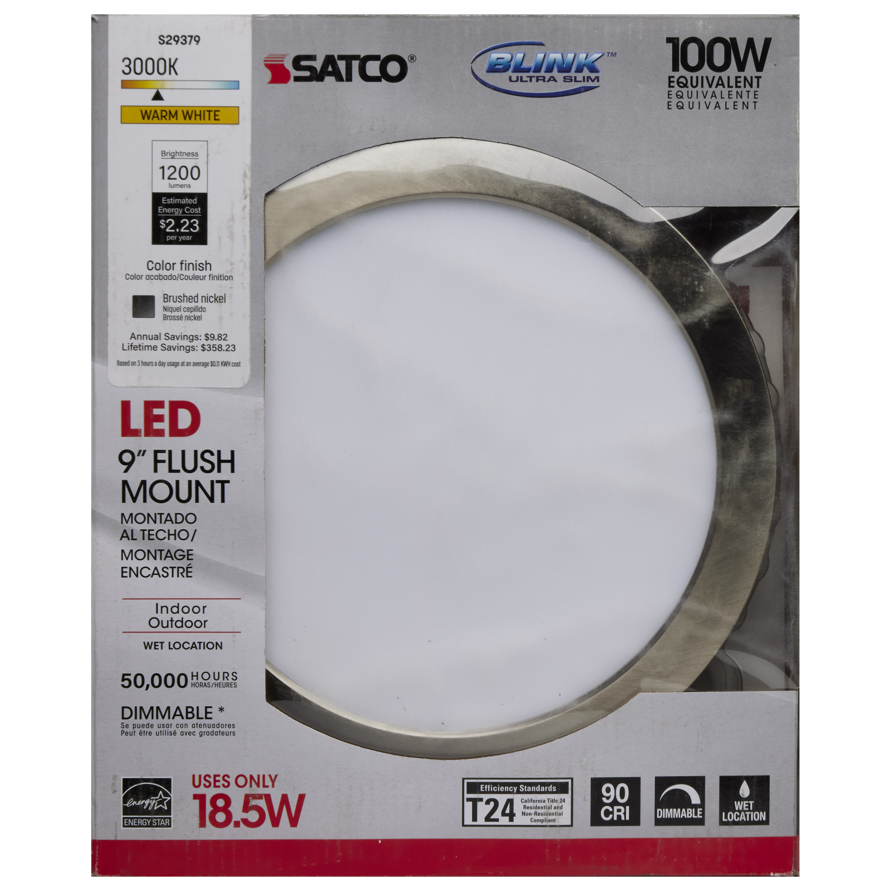 18.5W/LED/9"FLUSH/30K/RD/BN - S29379